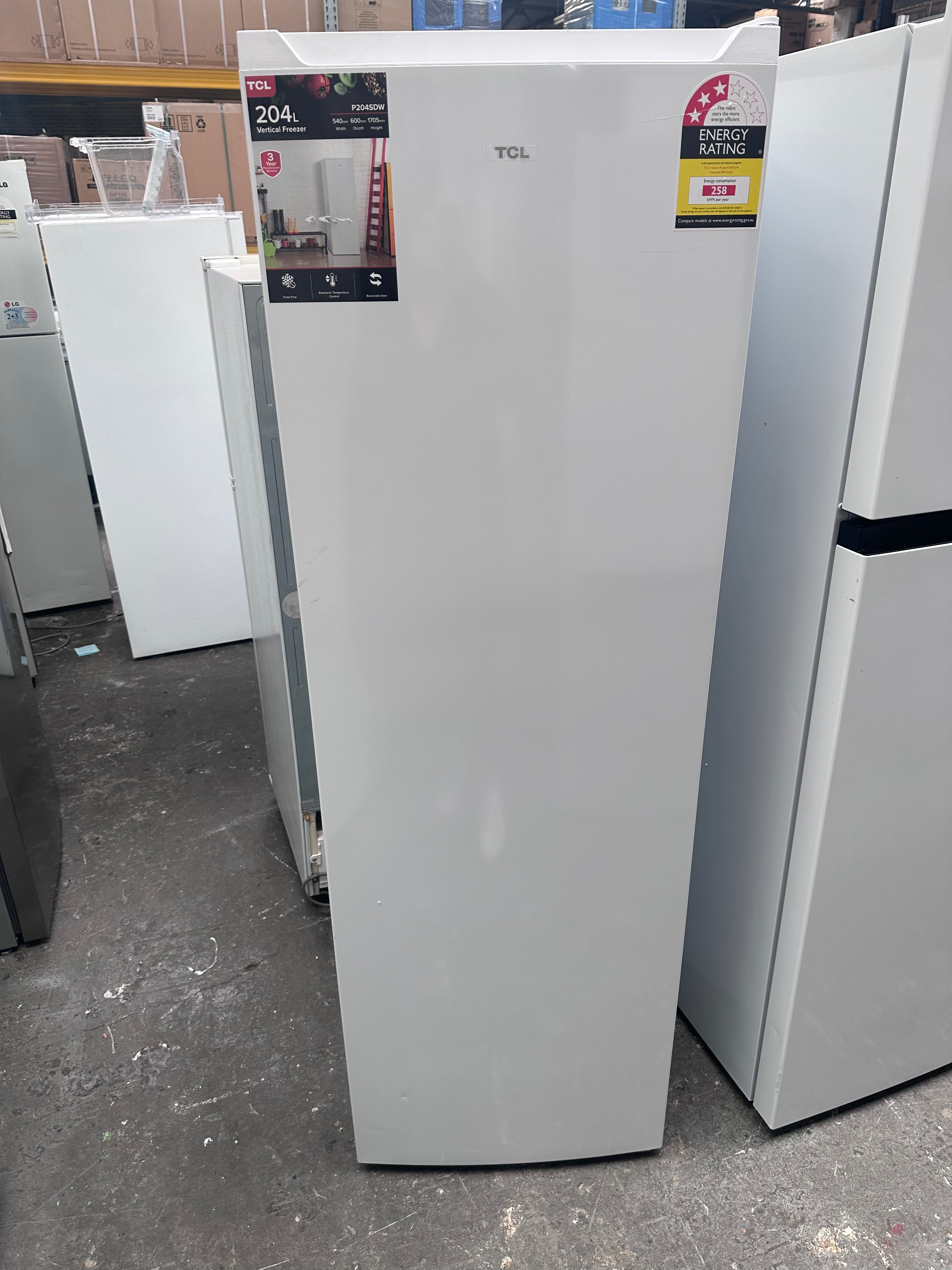 TCL 204L Vertical Freezer - Energy Efficient Upright Deep Freezer for Home, Garage or Basement | Factory Second | Perfect for Storing Meat, Frozen Foods & Bulk Groceries