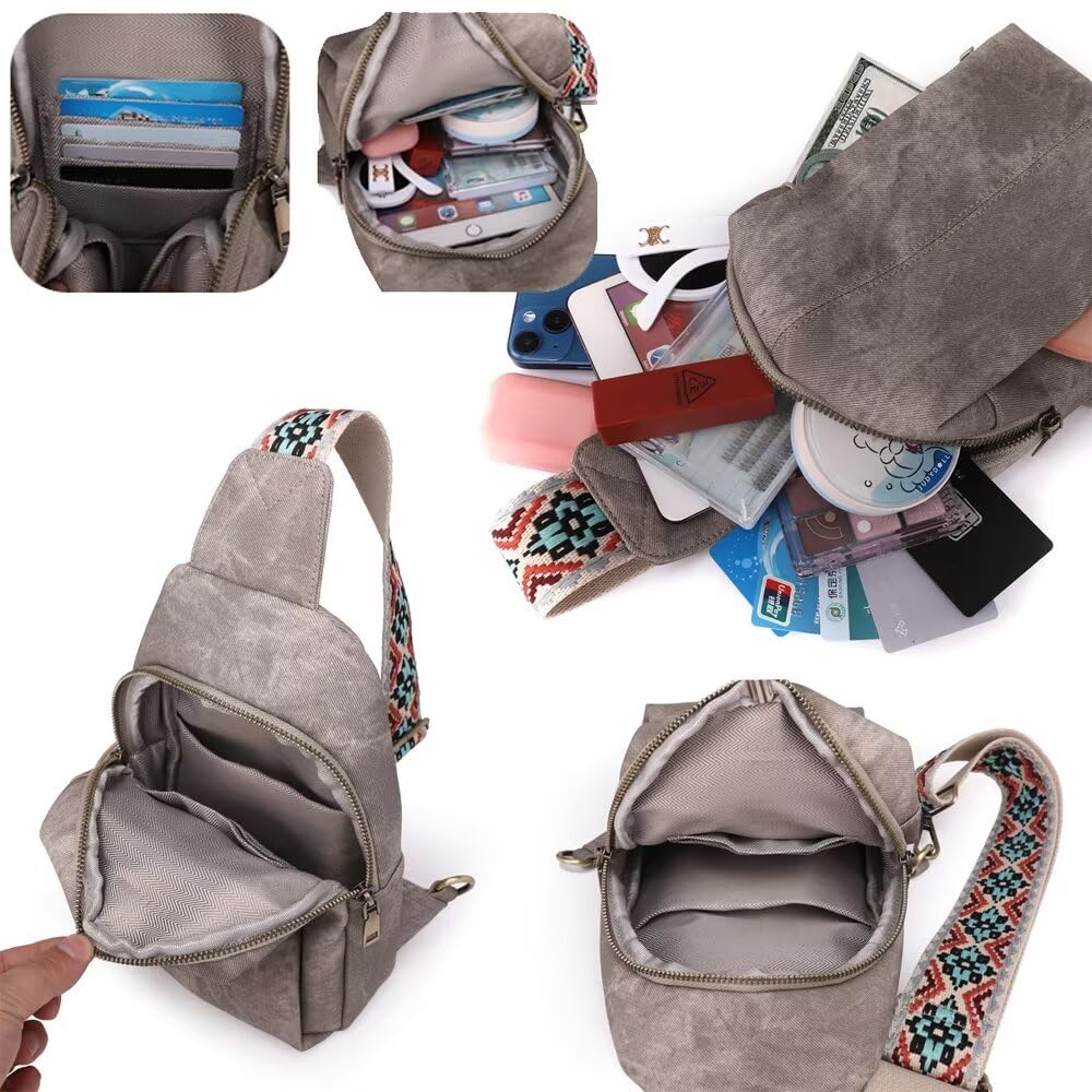 Women's Vegan Leather Sling Bag - Adjustable Crossbody Purse for Travel & Daily Use
