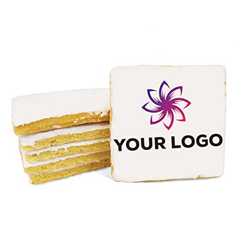 Custom Sugar Cookies with Your Logo - Smart Go Fresh Baked Business Cookies (25-Pack) - Personalized Square 3.5