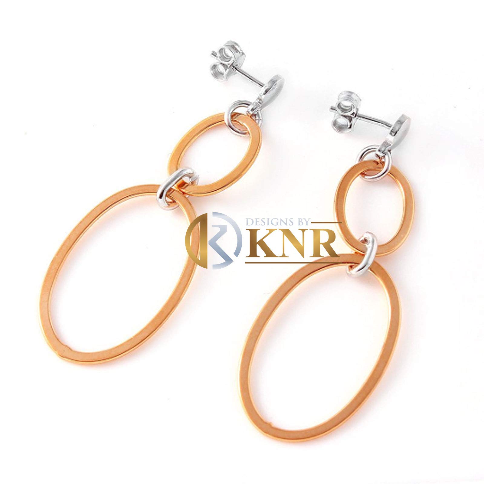 925 Sterling Silver Rose Gold Plated Double Oval Earrings for Women - Elegant Gift for Birthday, Anniversary, Valentine's Day | Perfect for Date Night, Wedding, Party & Special Occasions