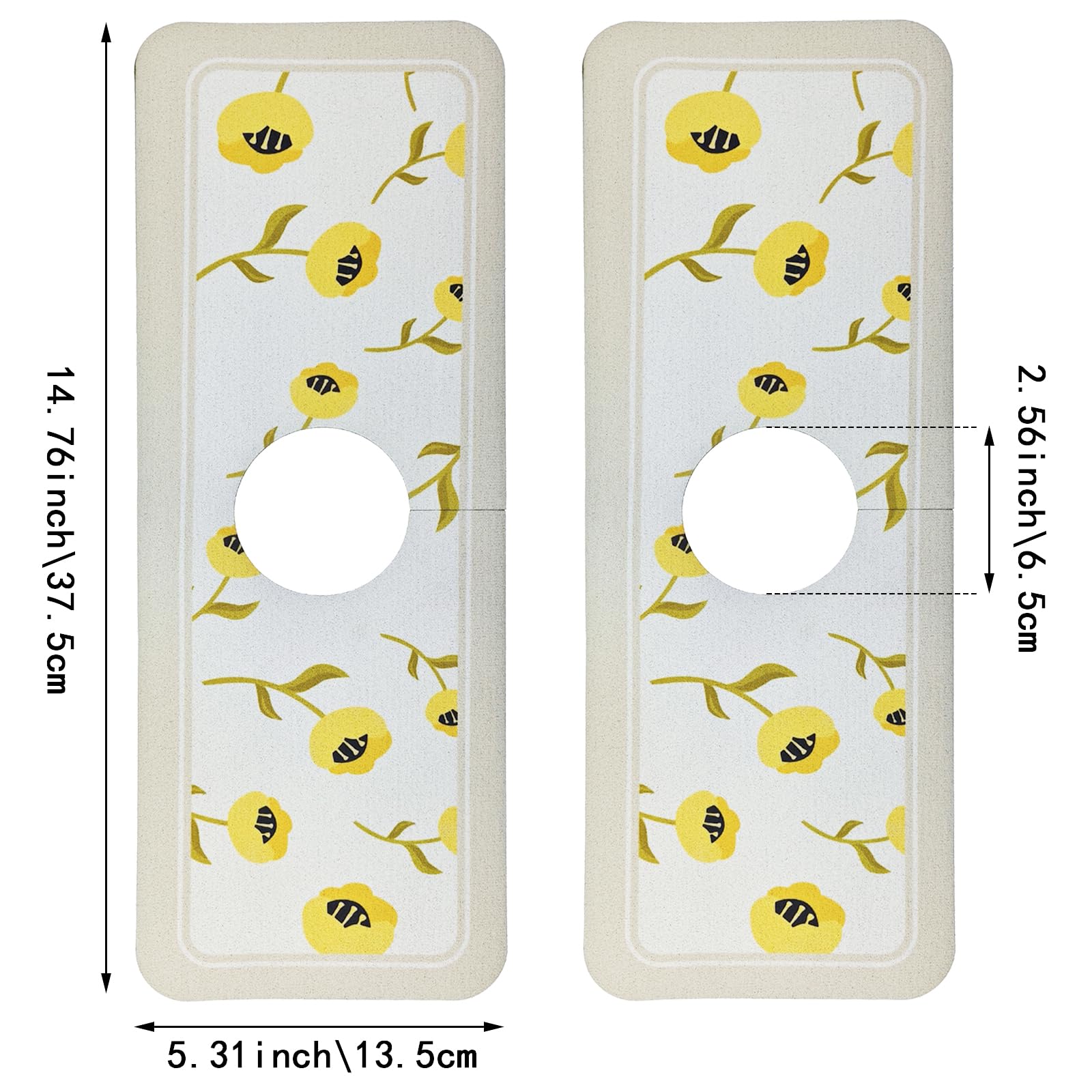 2-Pack Diatom Mud Sink Mat - Splash Guard for Kitchen & Bathroom Faucets - Quick-Dry & Absorbent