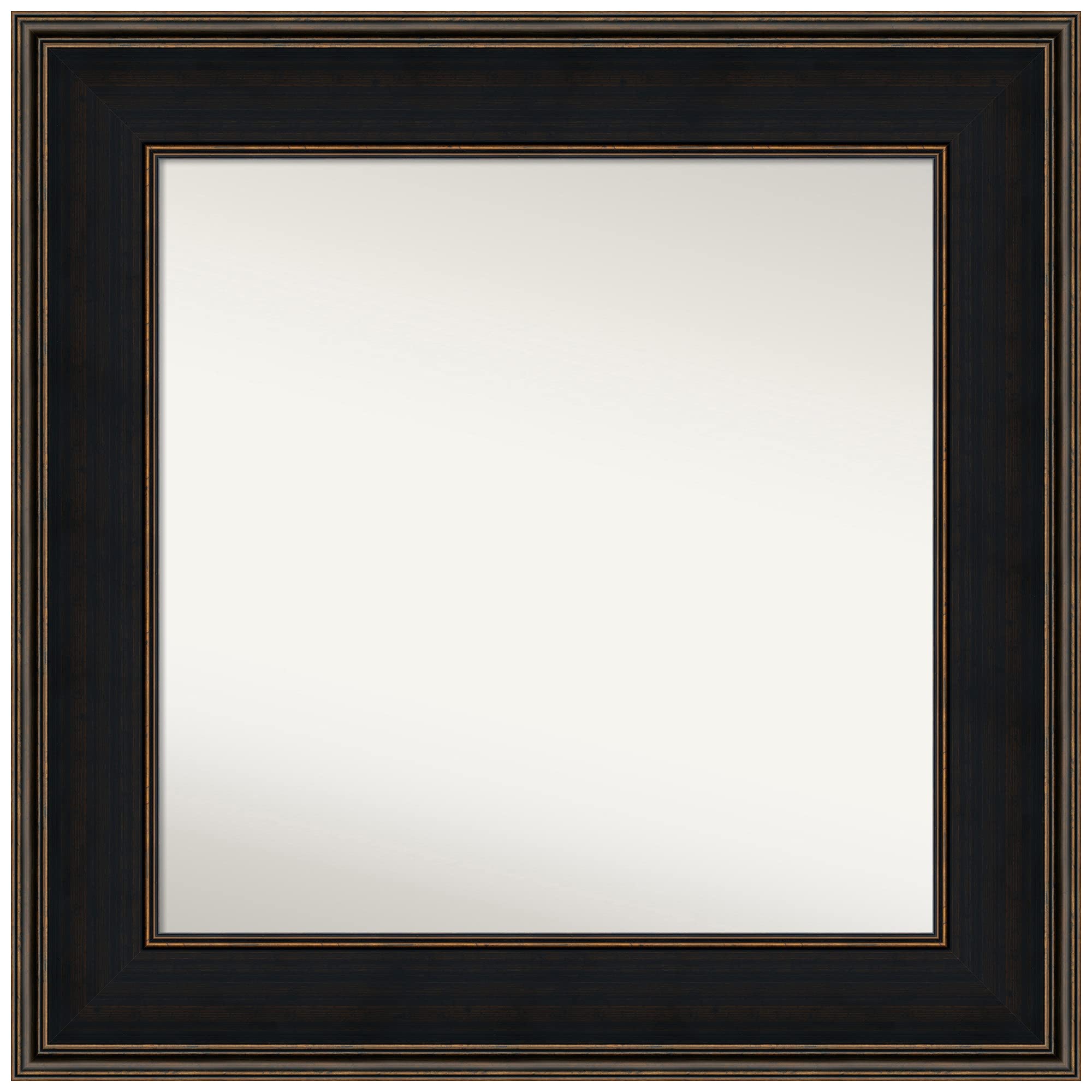 Amanti Art 29.5x29.5 Inch Non-Beveled Custom Wall Mirror with Mezzanine Espresso Frame - Black & Brown Bathroom Mirror - Various Sizes Available - Perfect for Bathroom Vanity, Bedroom Decor, and Entryway Wall Art