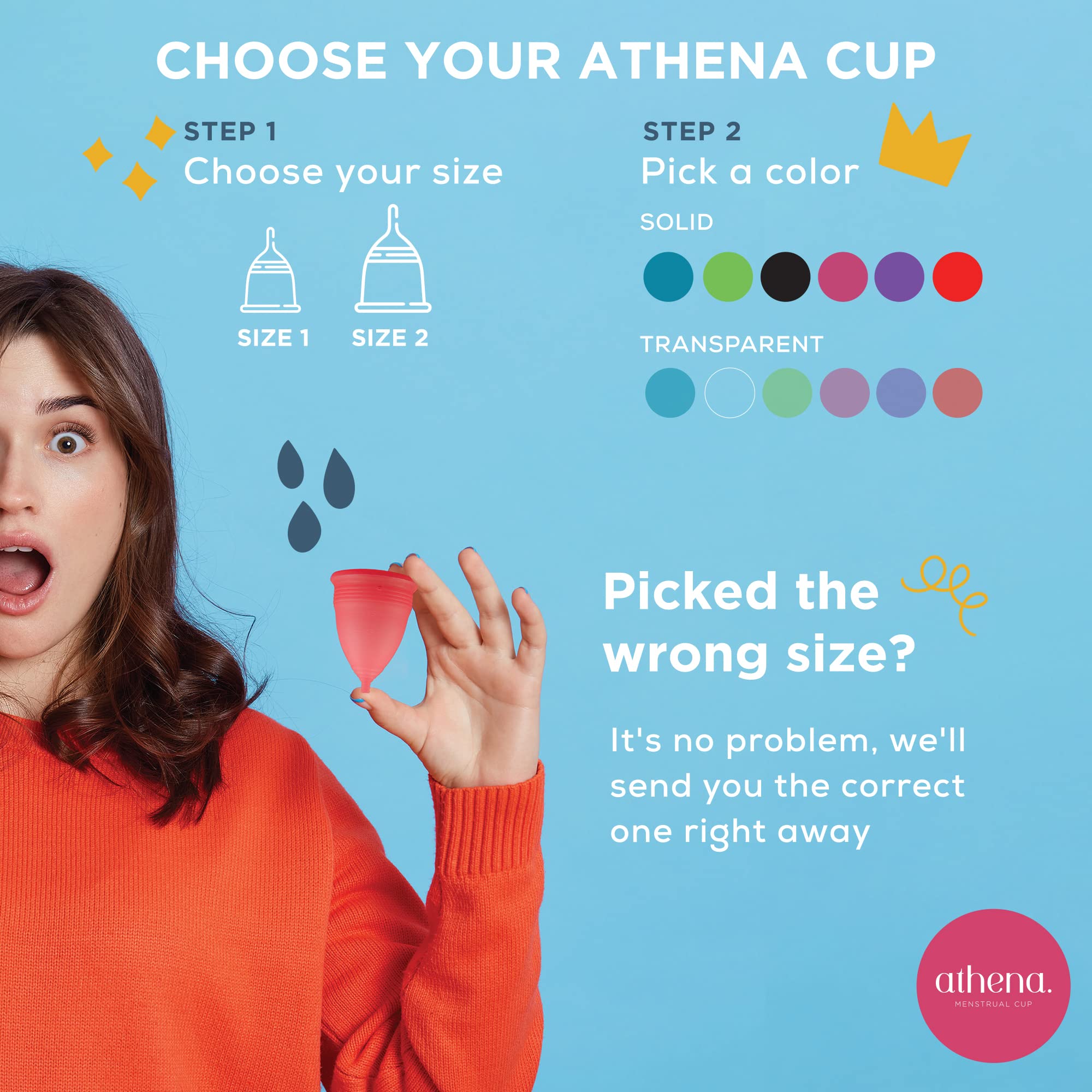 Athena Menstrual Cups - Small Size | Soft Reusable Period Cup for Women | Light to Regular Flow | Leak-Proof Design with Form Fit Rim for Easy Insertion | Perfect for Active Lifestyles, Travel & Eco-Friendly Period Care