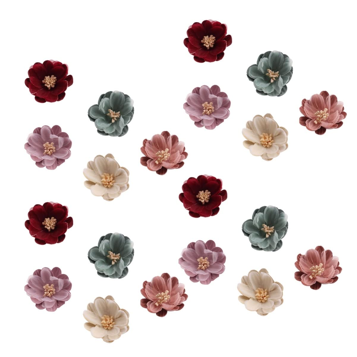 Amosfun 50pcs Artificial Flower Head DIY Hair Accessories - Realistic Simulation Flowers for Headbands, Vintage Style Multicolor Floral Decor for Women & Ladies | Perfect for Weddings, Parties & Boho Fashion