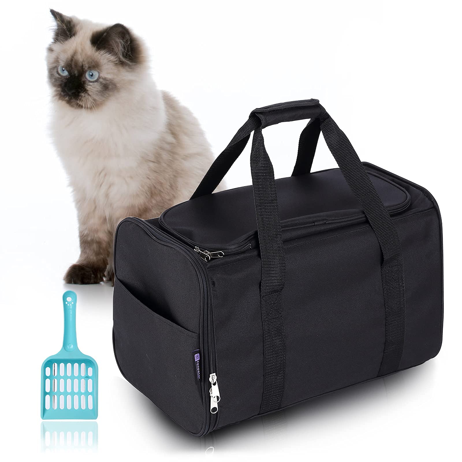 Portable Foldable Cat Litter Box - 2-in-1 Travel Litter Tray for Cats, Lightweight & Compact Design - Perfect for Car Trips, Camping & Outdoor Adventures (Black)
