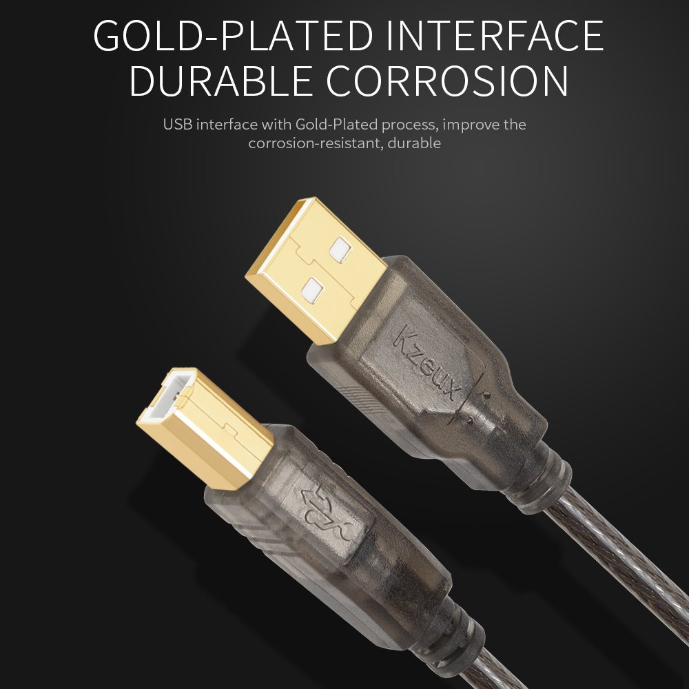 High-Speed USB Printer Cable 6ft A Male to B Male Cord - Compatible with HP, Canon, Epson, Dell, Samsung Printers & Scanners - Perfect for Home Office, Small Business & Professional Printing Needs