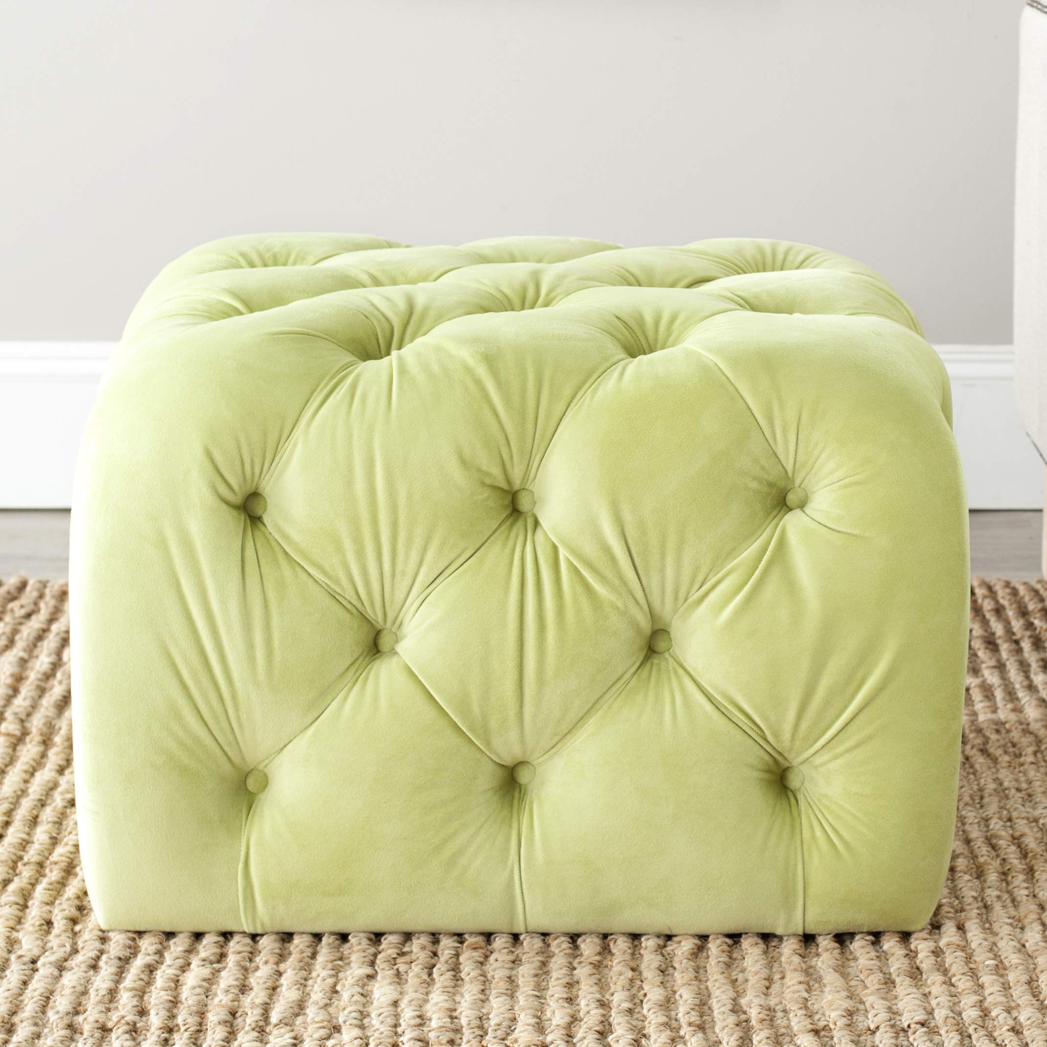 Safavieh Mercer Collection Kenan Ottoman - Granny Smith Apple Green Storage Bench for Living Room, Bedroom & Entryway - Perfect for Home Decor and Extra Seating