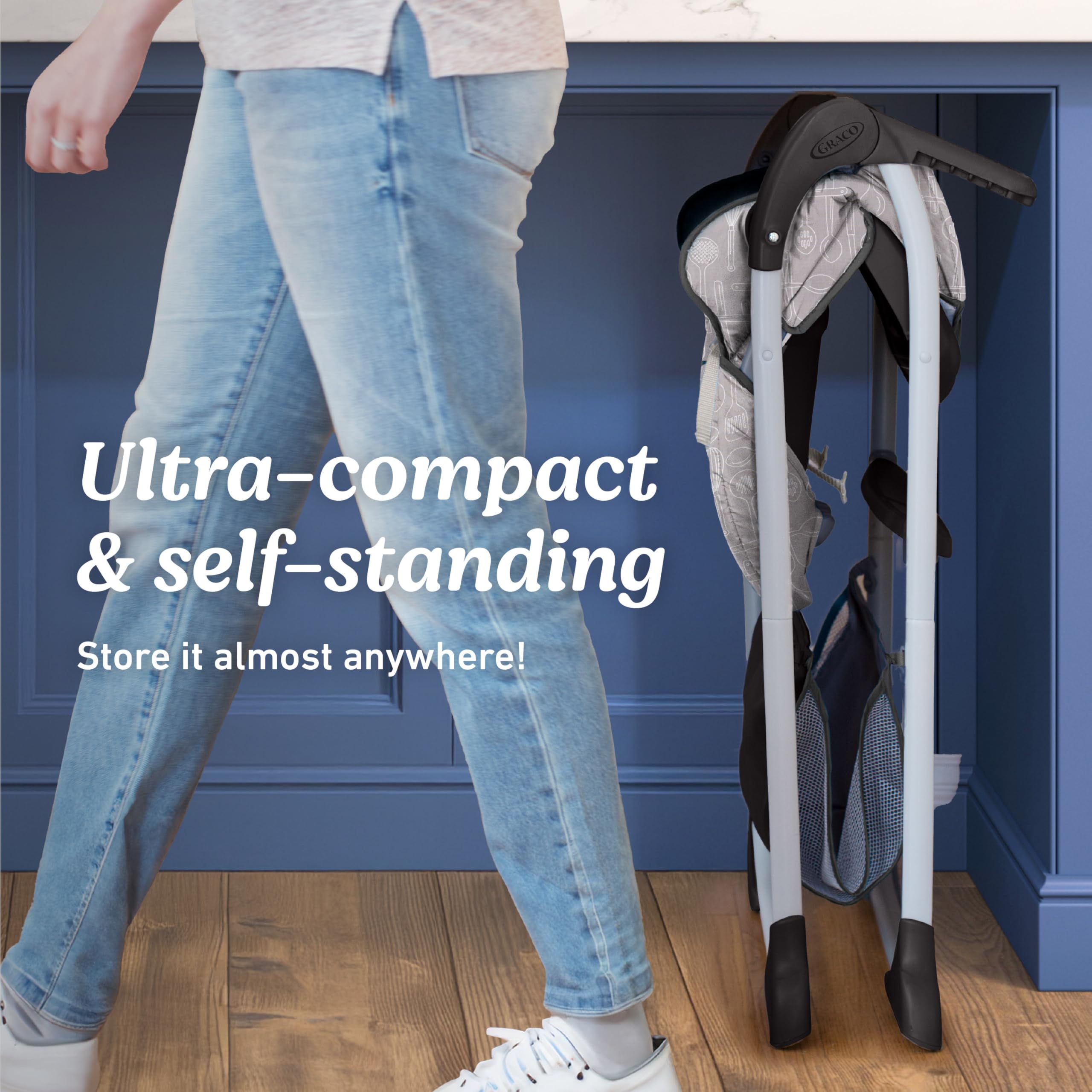 Graco Slim Snacker High Chair - Ultra Compact Baby High Chair with Whisk Design | Space-Saving Dining Seat for Small Kitchens & Travel | Perfect for Infants & Toddlers at Home or Restaurants