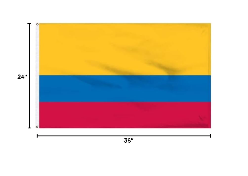 Premium 2x3ft USA-Made Colombia Banner Flag - Heavyweight Durable Nylon - Indoor/Outdoor Patriotic Decor for Parades, Parties & Sporting Events