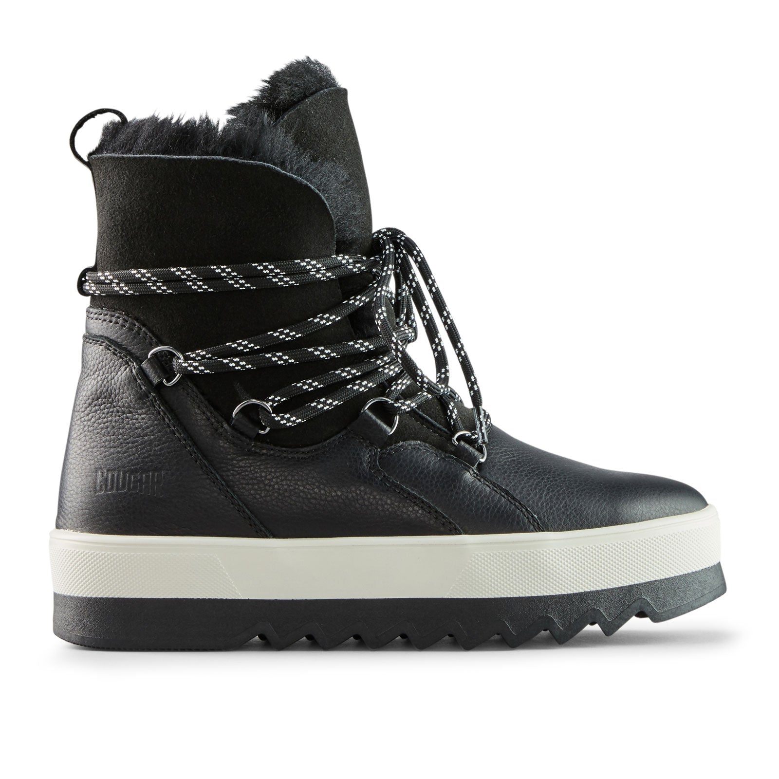 Cougar V Five Waterproof Winter Boots for Women - Black Leather with Shearling Lining | Warm & Comfortable Snow Boots for Hiking, Walking & Outdoor Activities