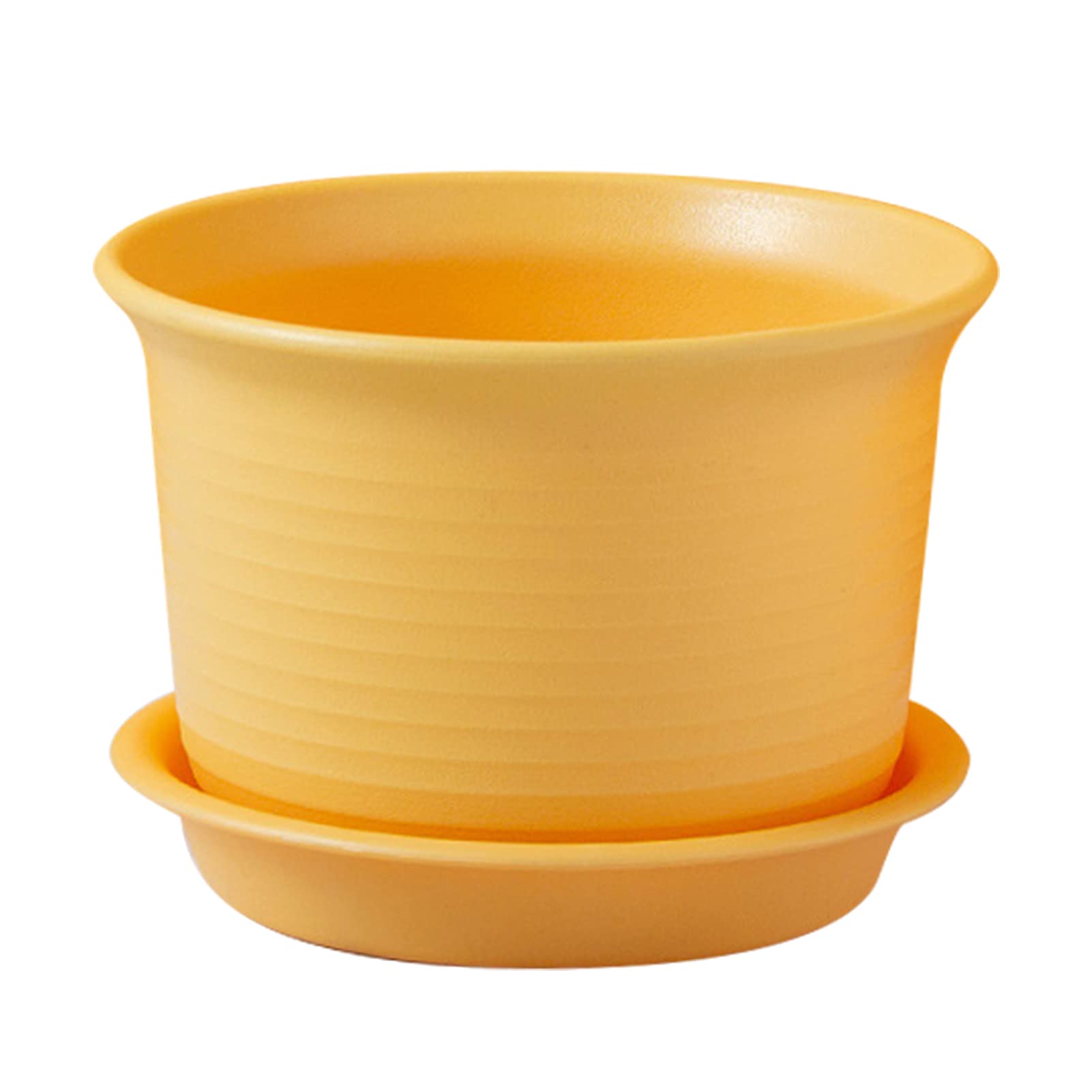 Vibrant Thickened Flower Pot with Saucer - Durable Garden Planter for Indoor & Outdoor Plants, Home Decor in Sunny Yellow | Perfect for Succulents, Herbs & Floral Displays