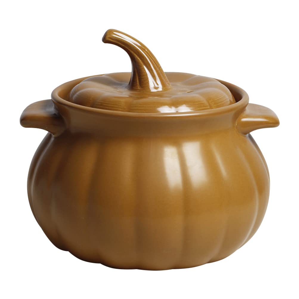 Cabilock Ceramic Stew Pot - Pumpkin Shaped Dutch Oven, Non-Stick Clay Casserole Pot for Soup, Stew & Steam Cooking - Perfect for Stovetop, Oven & Serving Dishes