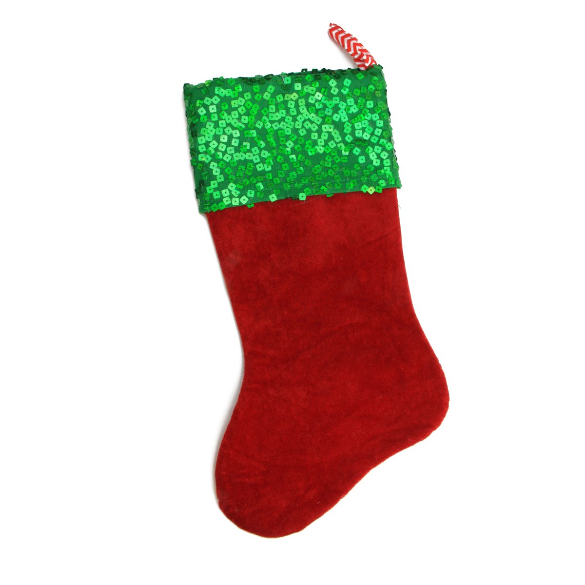 Northlight 19-Inch Red and Green Chevron Sequin Christmas Stocking - Festive Holiday Decor for Fireplace Mantel, Xmas Tree, and Home Decoration