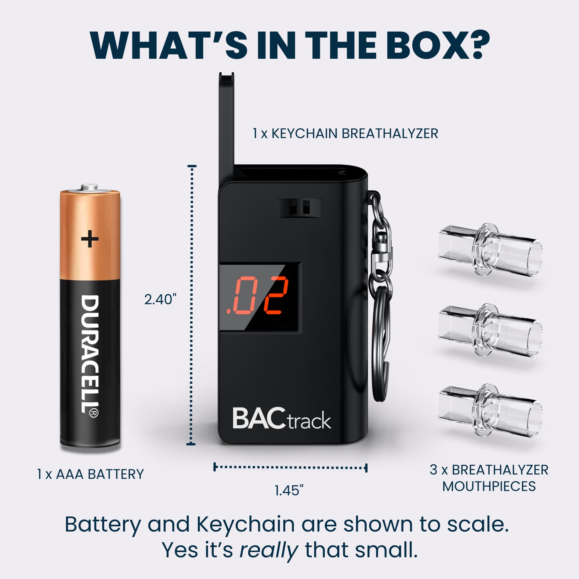 BACtrack Keychain Breathalyzer (Black) - Ultra-Portable Personal Alcohol Tester with Keyring | Accurate BAC Detection for Parties, Driving Safety & Workplace Testing
