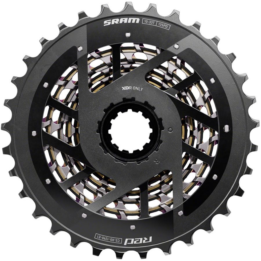 SRAM RED XG 1290 12-Speed Cassette 10-33T XDR Driver Body Rainbow E1 - High-Performance Bicycle Gear for Road & Mountain Biking