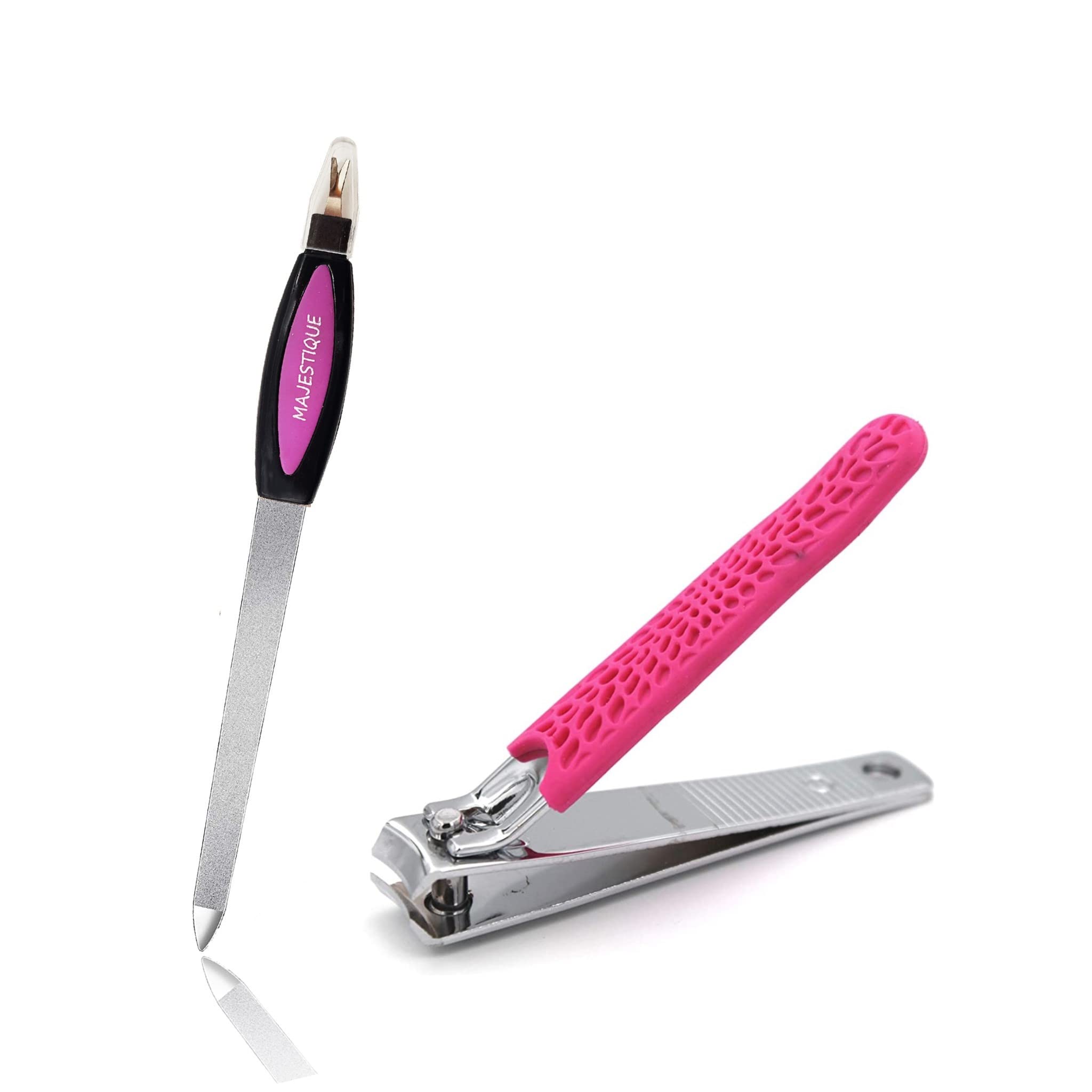 Premium Stainless Steel Nail Clipper Set - Straight & Curved Comfort Grip Nail Cutters for Men & Women with Nail File | Professional Fingernail & Toenail Trimmer Kit for Home, Travel & Salon Use