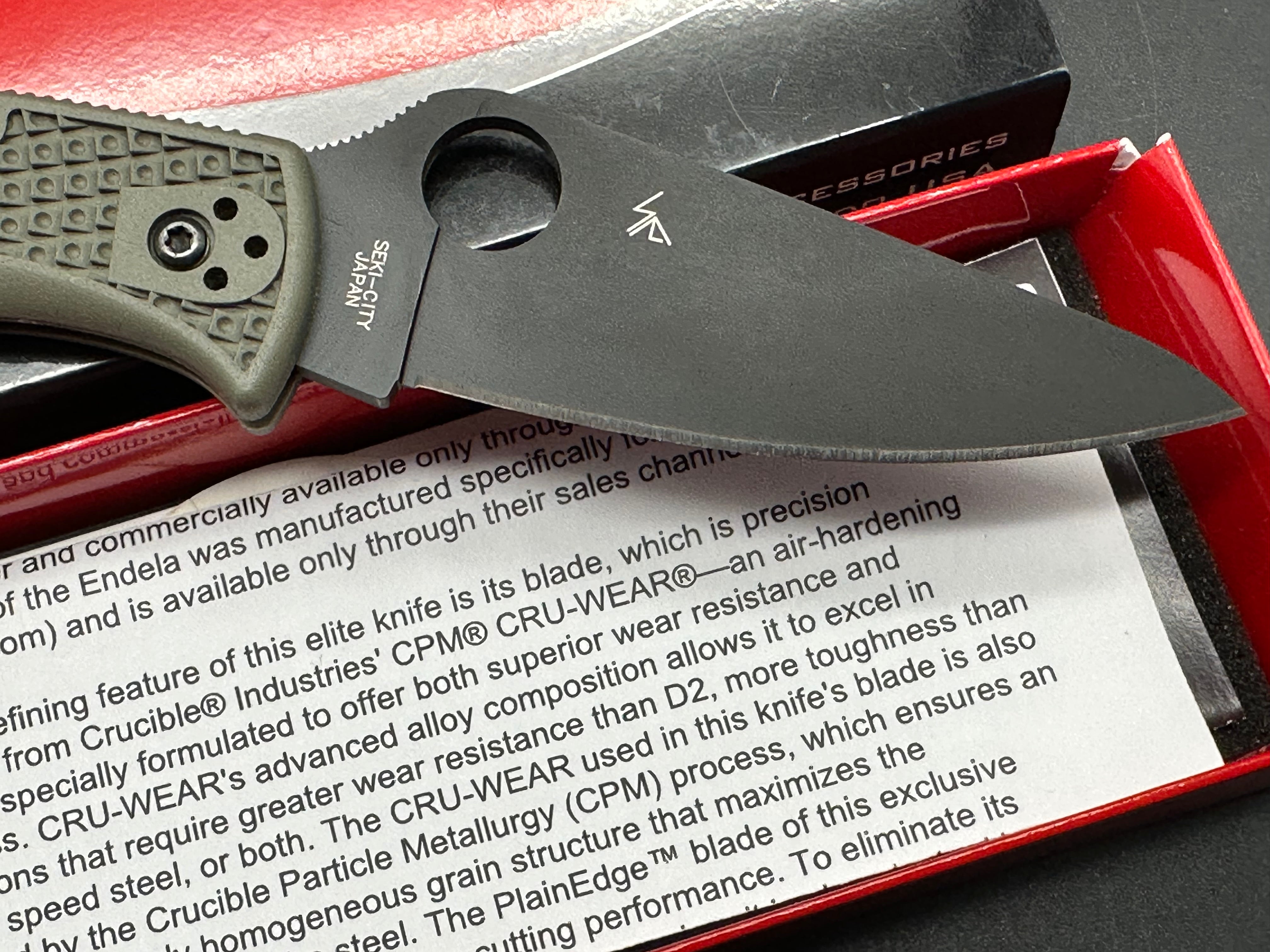 Spyderco Endela Folding Knife - OD Green FRN Handle, 20CV Steel Blade (Cruwear Alternative) - EDC, Outdoor Camping, Survival & Tactical Use