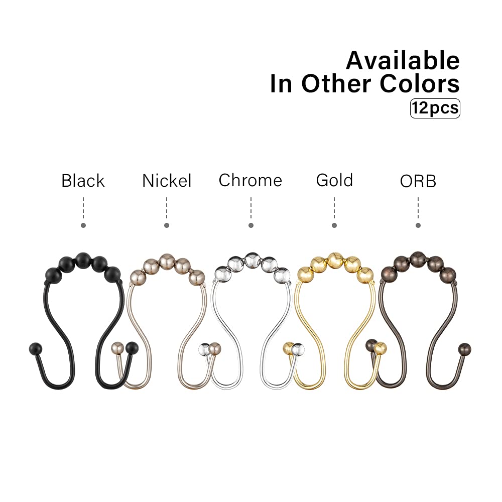 Utopia Alley Double Shower Curtain Hooks - 12 Pack Rustproof Bathroom Shower Rings for Curtains & Liners in Oil Rubbed Bronze - Perfect for Bathroom Organization & Space Saving