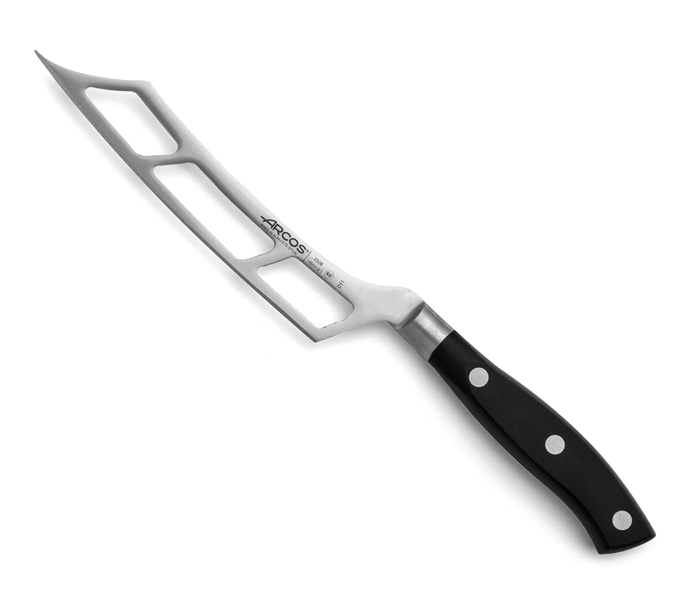 Premium 6-Inch Arcos Cheese Knife - Nitrum Stainless Steel Blade with Ergonomic POM Handle - Riviera Series Black - Perfect for Cheese Boards, Charcuterie & Gourmet Food Preparation