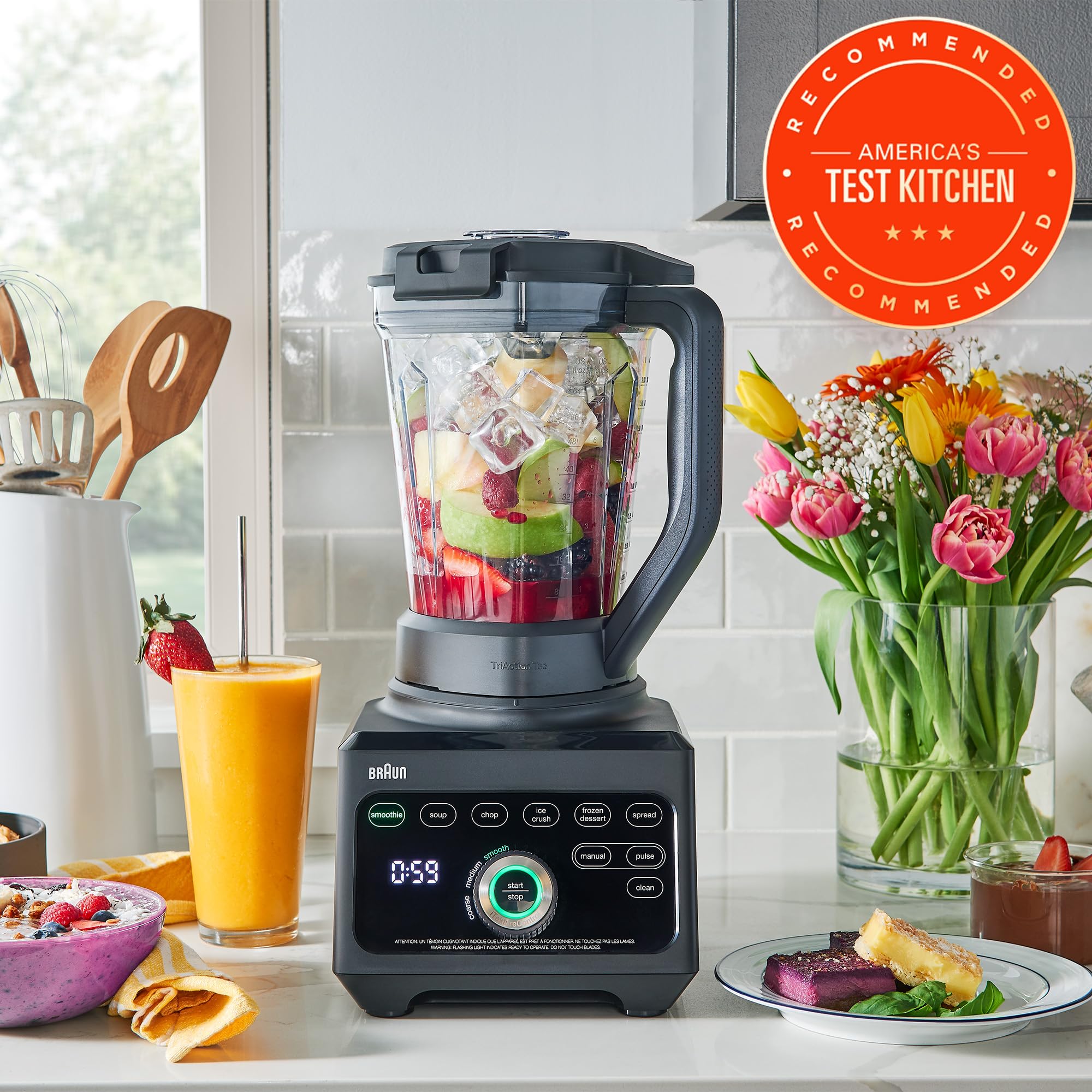 Braun JB9040BK TriForce Pro Power Blender 1600W - 68oz Large Capacity Blender with iTexture Control Technology - Perfect for Smoothies, Soups, Nut Butters & Ice Crushing