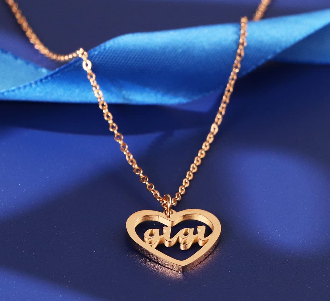 Kaisinse Heart Cutout Grandma Necklace - Personalized Nanny, Nana, Gigi, Mimi Jewelry Gift from Grandchild with Message Card - Perfect for Mother's Day, Birthday & Anniversary Celebrations