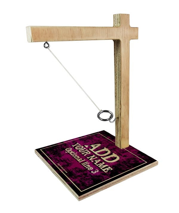 Large Tabletop Ring Toss Game with Custom Name - Grunge Pink Color | Fun Indoor/Outdoor Party Game for Adults & Kids
