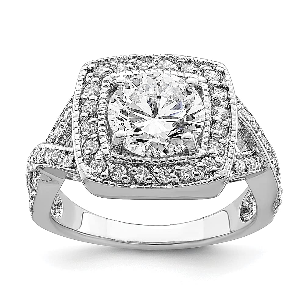 925 Sterling Silver Round 8.10mm Cubic Zirconia CZ Band Ring for Women - Elegant Fine Jewelry Gift for Her - Perfect for Anniversaries, Weddings & Special Occasions