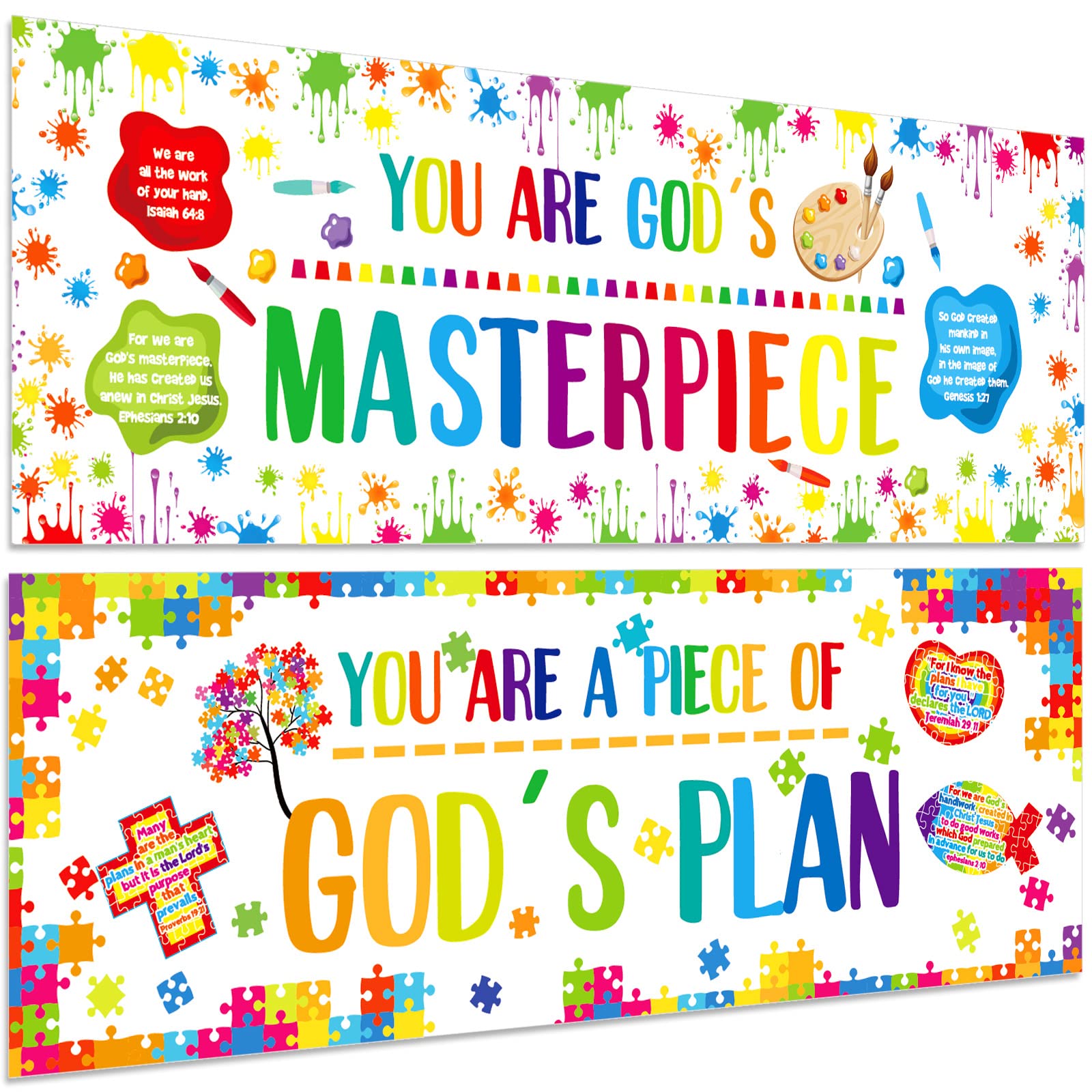 2pcs Christian Bulletin Borders - God's Plan Decor for Sunday School & Classroom