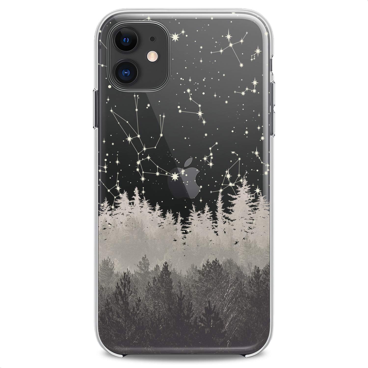 Premium TPU Phone Case for iPhone 16/15/14/13/12/11 Pro Max/Plus/Mini/XS/XR/X/8/7/6/5/SE - Foggy Forest Print Clear Slim Flexible Protective Cover - Cute Nature Art Design for Men & Women - Perfect for Outdoor Adventures & Daily Use