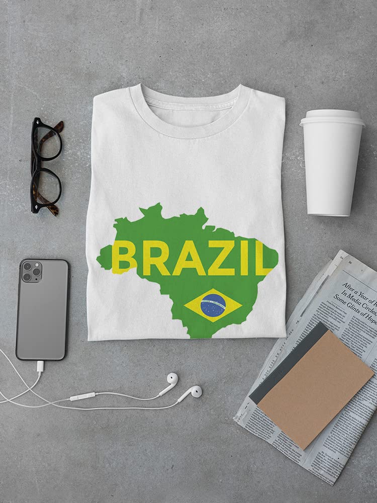 Smartprints Brazil Map T-Shirt for Men - Travel Lovers Graphic Tee - Perfect for Vacation, Road Trips & Adventure Enthusiasts