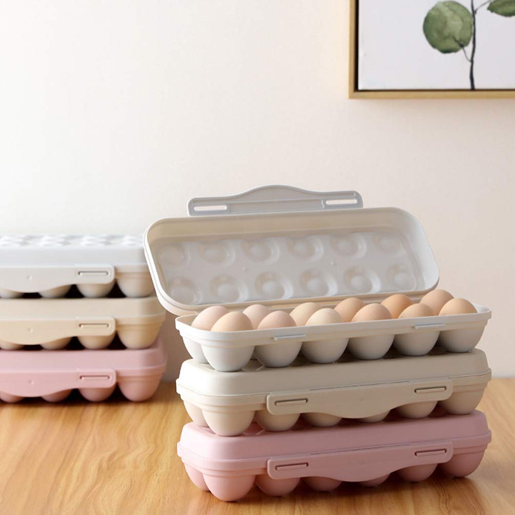 2-Pack Shatterproof Portable Egg Storage Container - Stackable Refrigerator Egg Holder & Organizer (Pink) - Perfect for Kitchen, Camping, Travel & Fridge Organization
