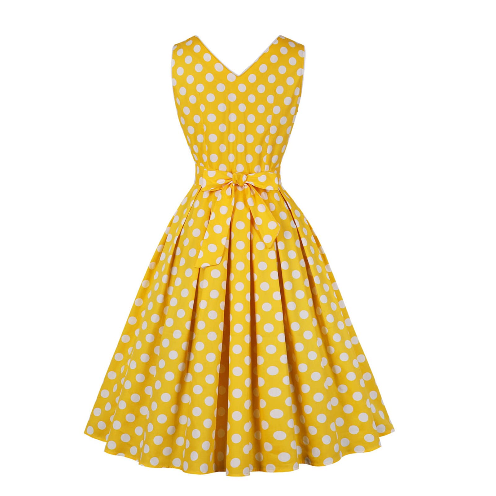 Vintage Women's Slip Dress with Bowknot & Polka Dot Design - Casual Tea Dress in Blue for Retro Style & Everyday Wear