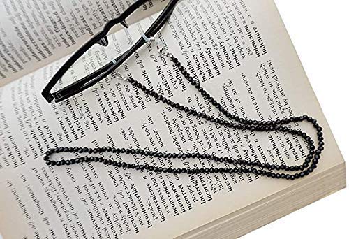 Manbhar Gems - Stylish Beaded Mask Chain with Crystal Glass Beads | Anti-Lost Mask Lanyard for Women & Men | Unisex Eyeglasses & Reading Glasses Holder | 74cm Adjustable Length (Black) | Perfect for Work, Travel & Daily Use