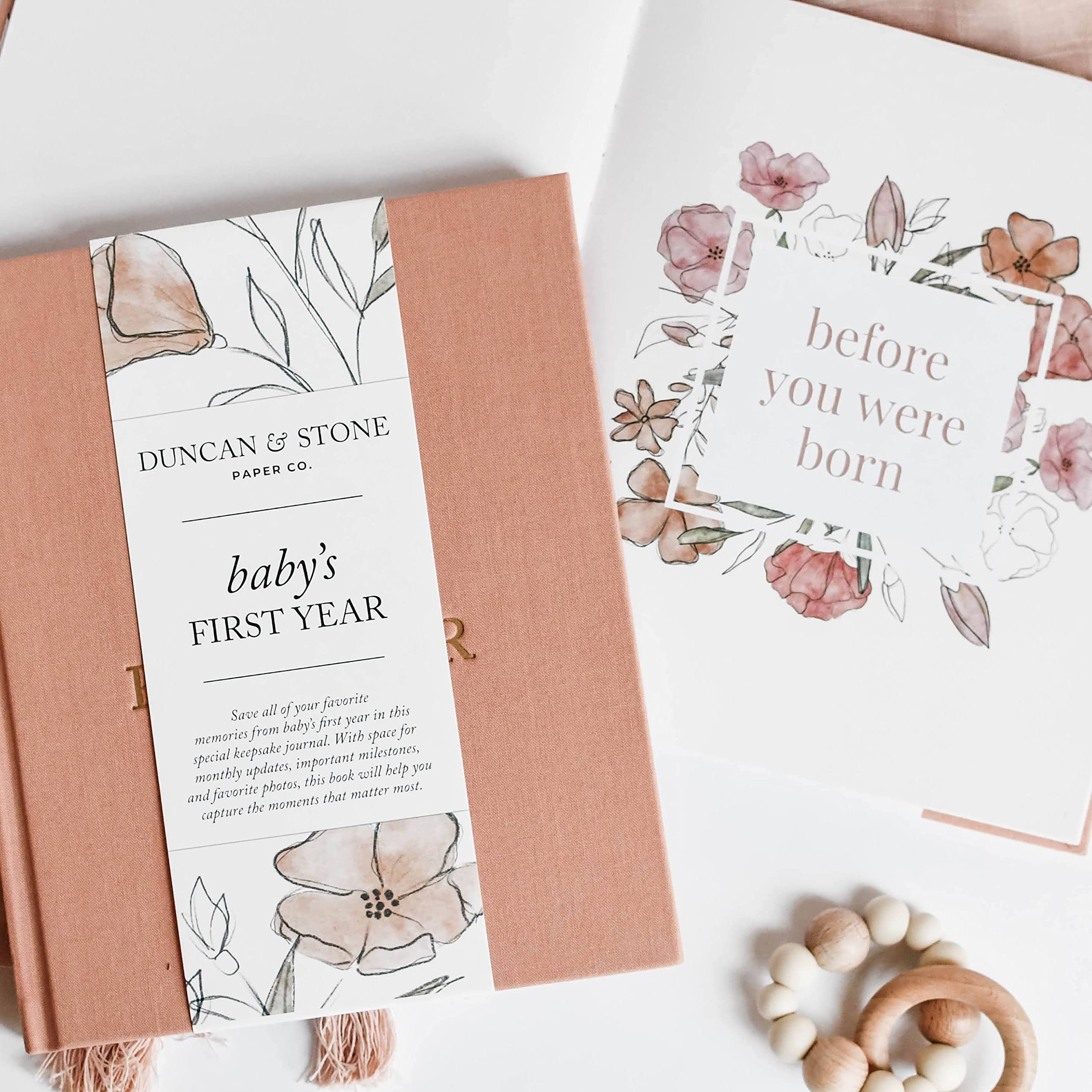 Baby Memory Book - First Year Keepsake Journal to Record Milestones, Photos & Memories | Pregnancy & Newborn Gift | Dusty Rose 112 Pages | Perfect for Baby Showers, Christenings & First Birthday Gifts