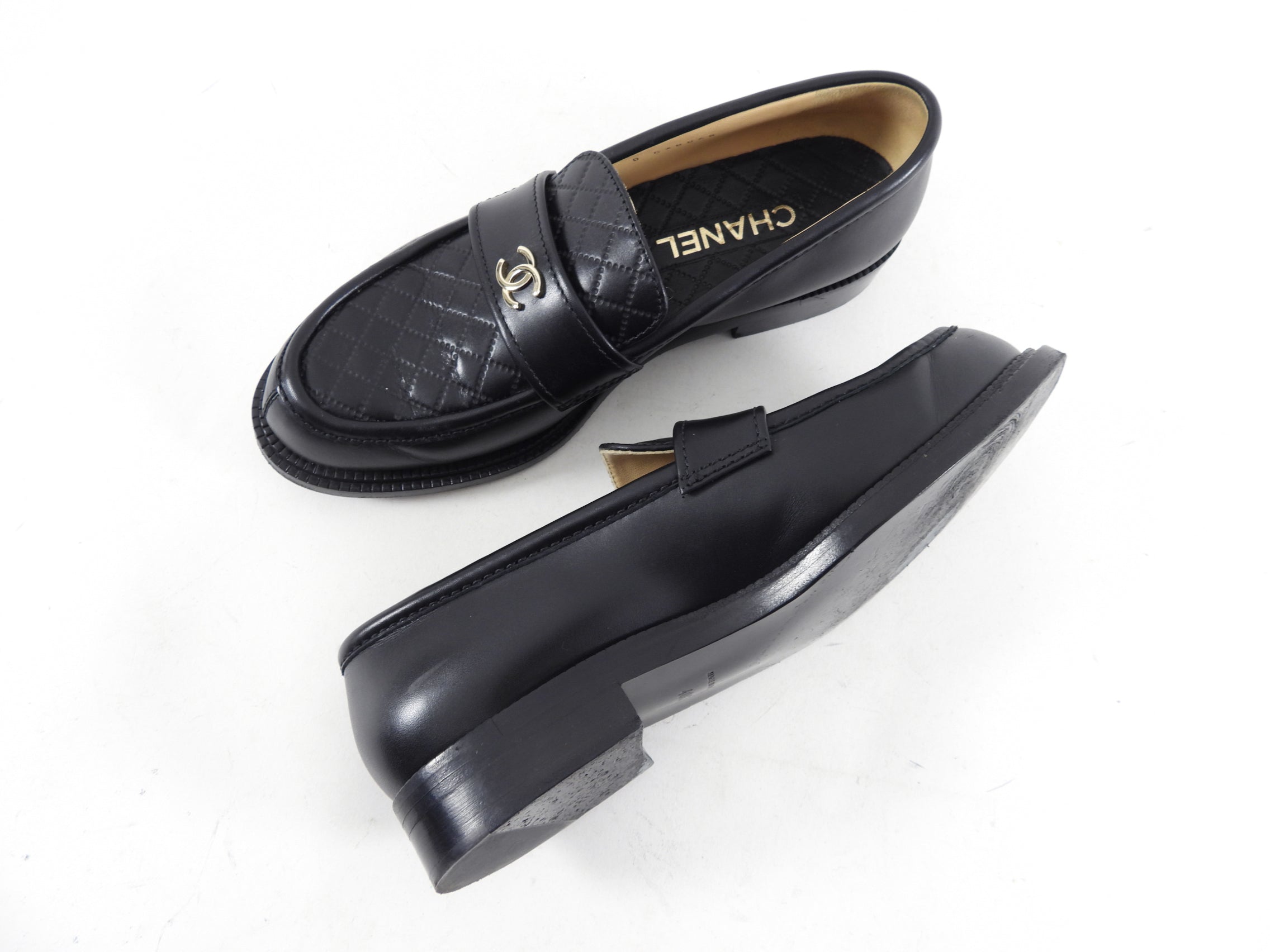 Chanel Black Leather Quilted CC Loafers Size 40 - Luxury Women's Slip-On Shoes for Office, Party & Everyday Wear