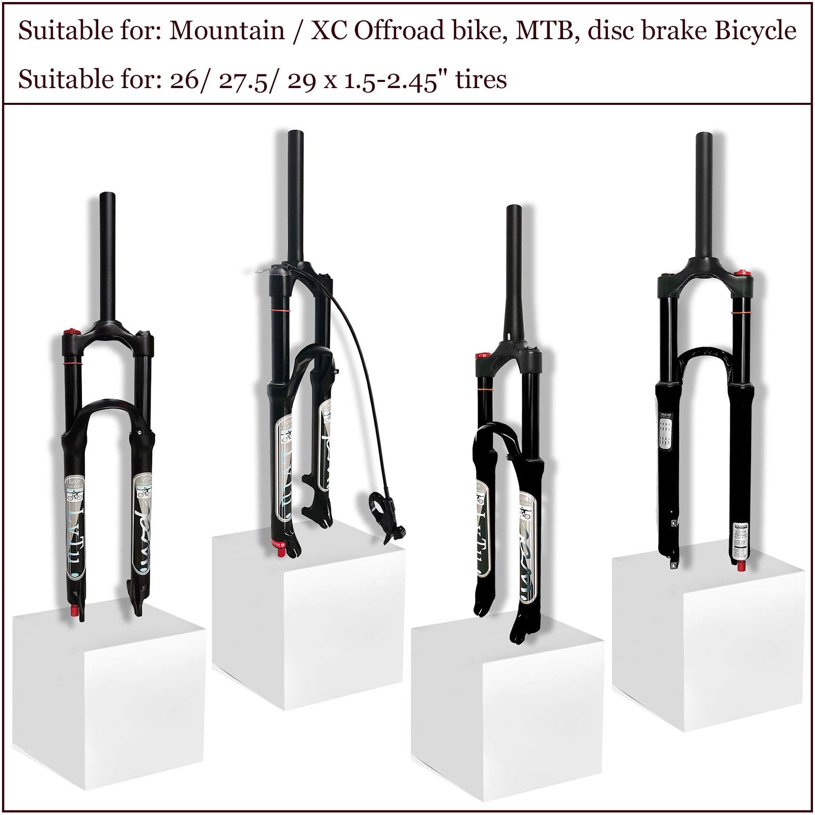 **Mountain Bike Air Suspension Front Fork - 26/27.5/29 Inch, 140mm Travel, Rebound Adjust, QR 9mm, Black (Straight Manual Lock Out) - Perfect for Trail Riding, Downhill & Cross-Country Biking**