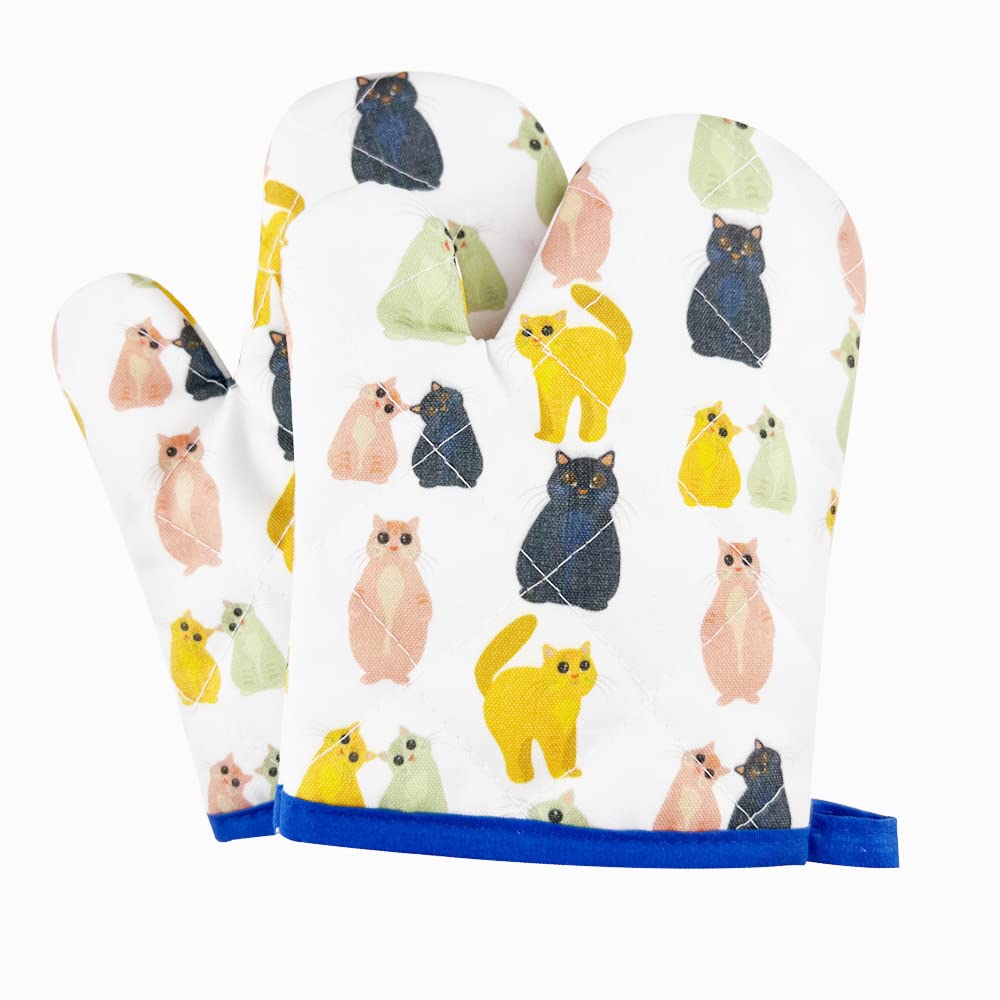 Cat-Shaped Kids Oven Mitts for Children - Heat Resistant Baking Gloves for Toddlers & Young Chefs - Perfect for Cooking, Baking & Pretend Play in the Kitchen