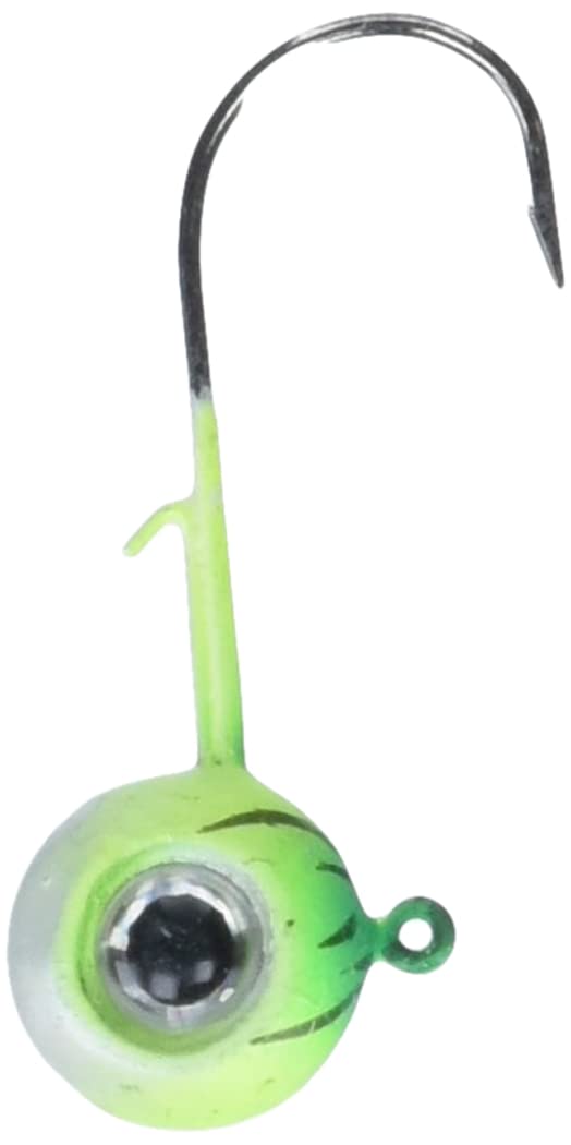 VMC Neon Moon Eye Jig 3/8 oz Green Fire UV - Premium Fishing Lure for Bass, Walleye, and Saltwater Fishing