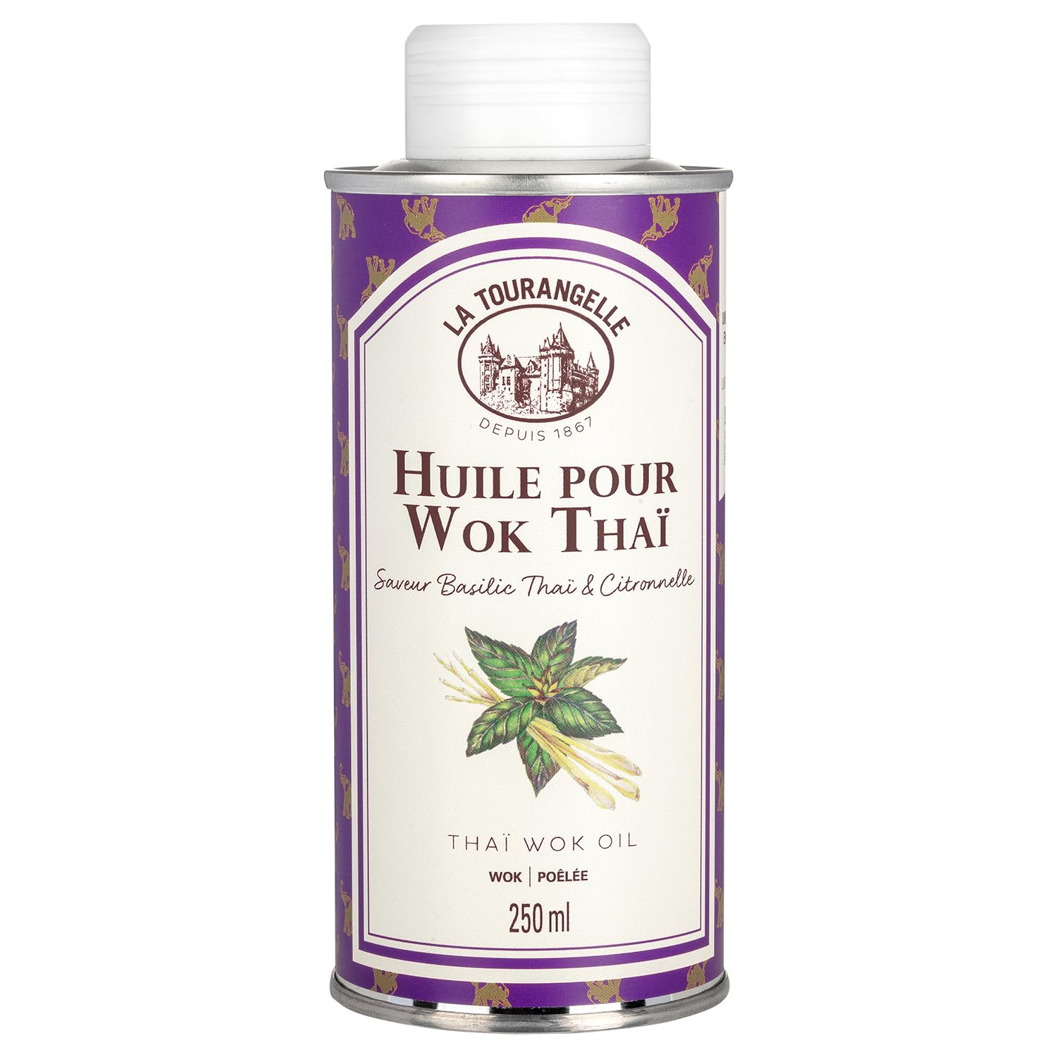 La Tourangelle Thai Wok Oil - Natural Sunflower Oil Infused with Thai Basil & Lemongrass - 250ml - Perfect for Stir-Fries, Asian Cooking & Flavorful Marinades