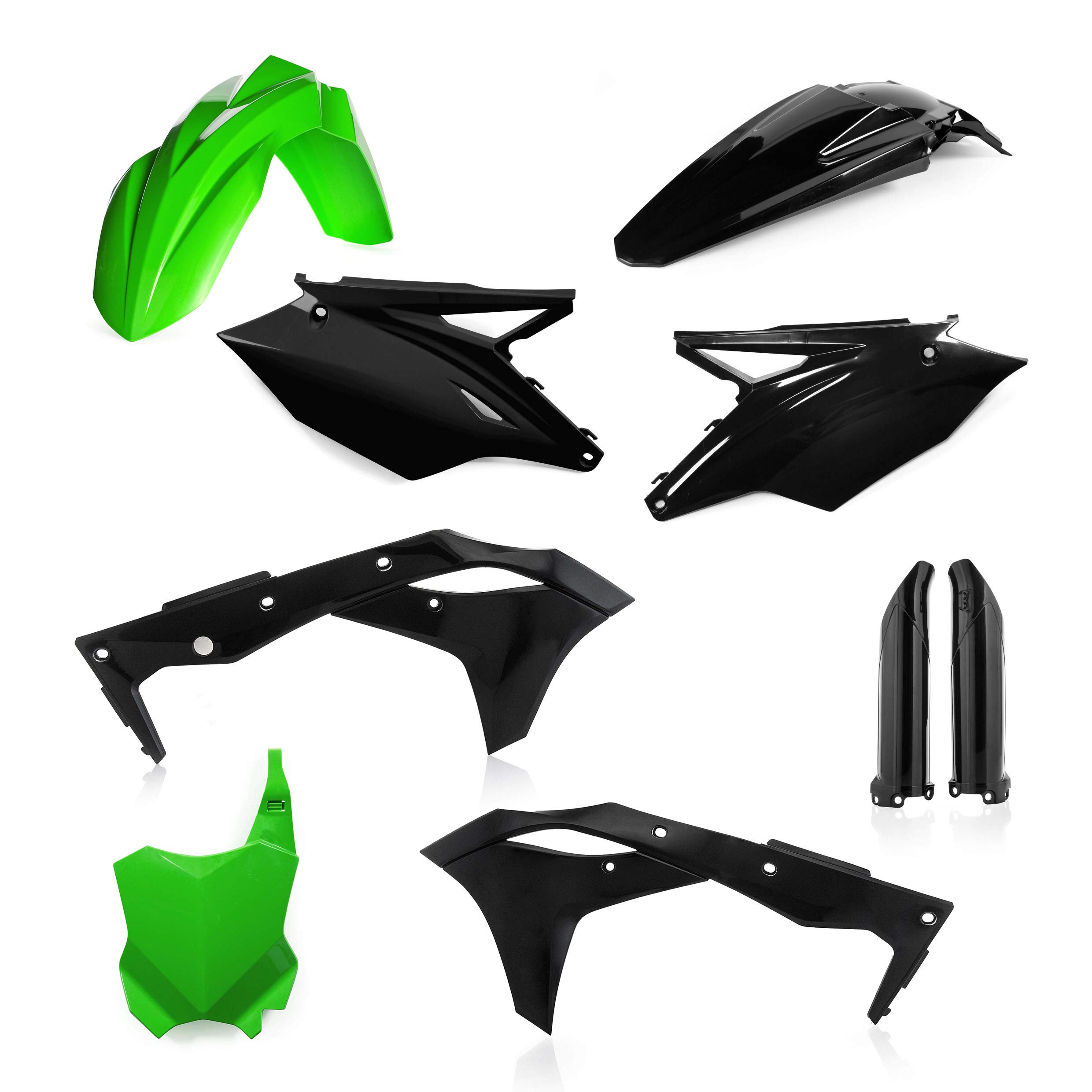 Acerbis Full Plastic Kit for Kawasaki Dirt Bike - Green & Black (2685821089) | One Size | Durable Replacement Body Panels for Off-Road Riding & Motocross Racing