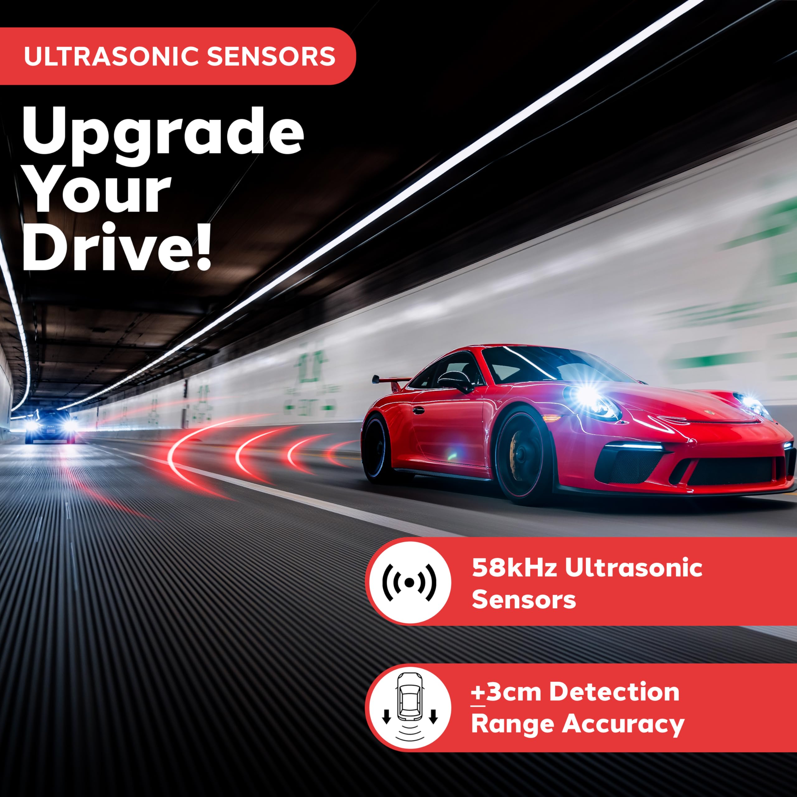 Pyle Ultrasonic Blind Spot Detection System - BSD & BSA BSM Lane Change Assistant with Reverse Parking, 5M Range, LED & Buzzer Alerts - Enhanced Car Driving Safety for Highway, City & Parking Scenarios
