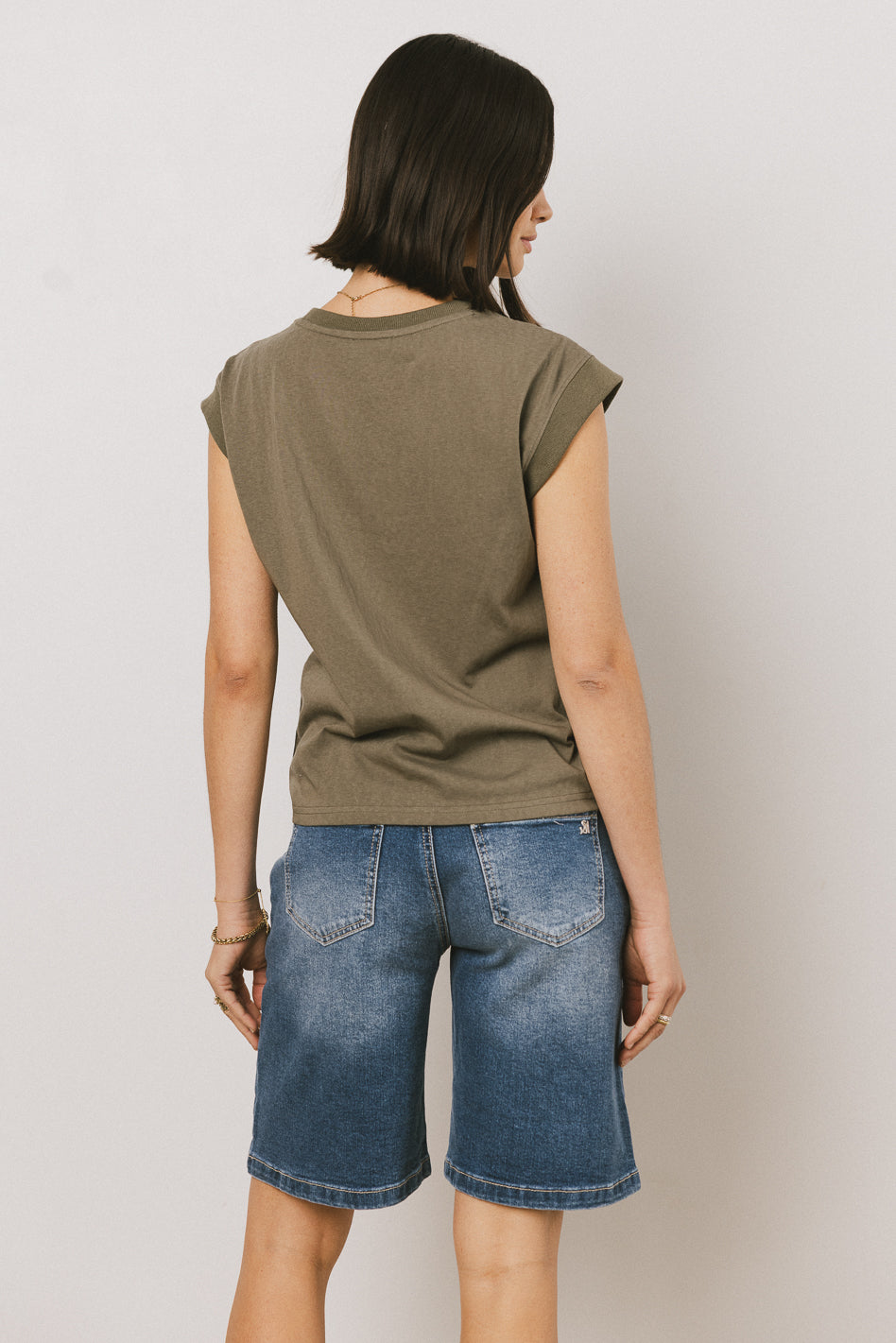 Arlo Women's Olive Green Top - Casual Short Sleeve Blouse for Everyday Wear, Work & Outings