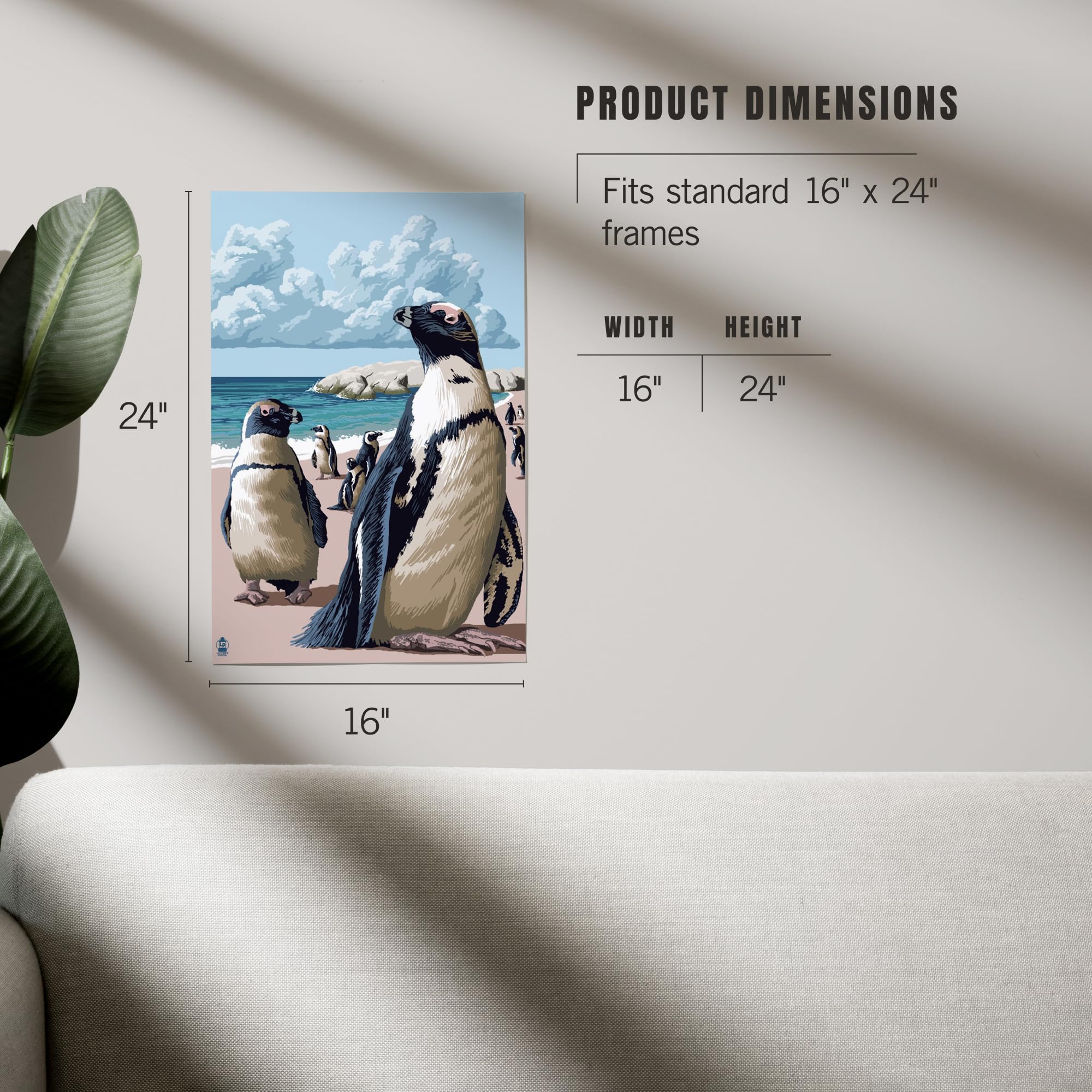Lantern Press 16x24 Inch Giclee Print - Black Footed Penguins Wall Art | Premium Wildlife Decor for Living Room, Office & Nursery