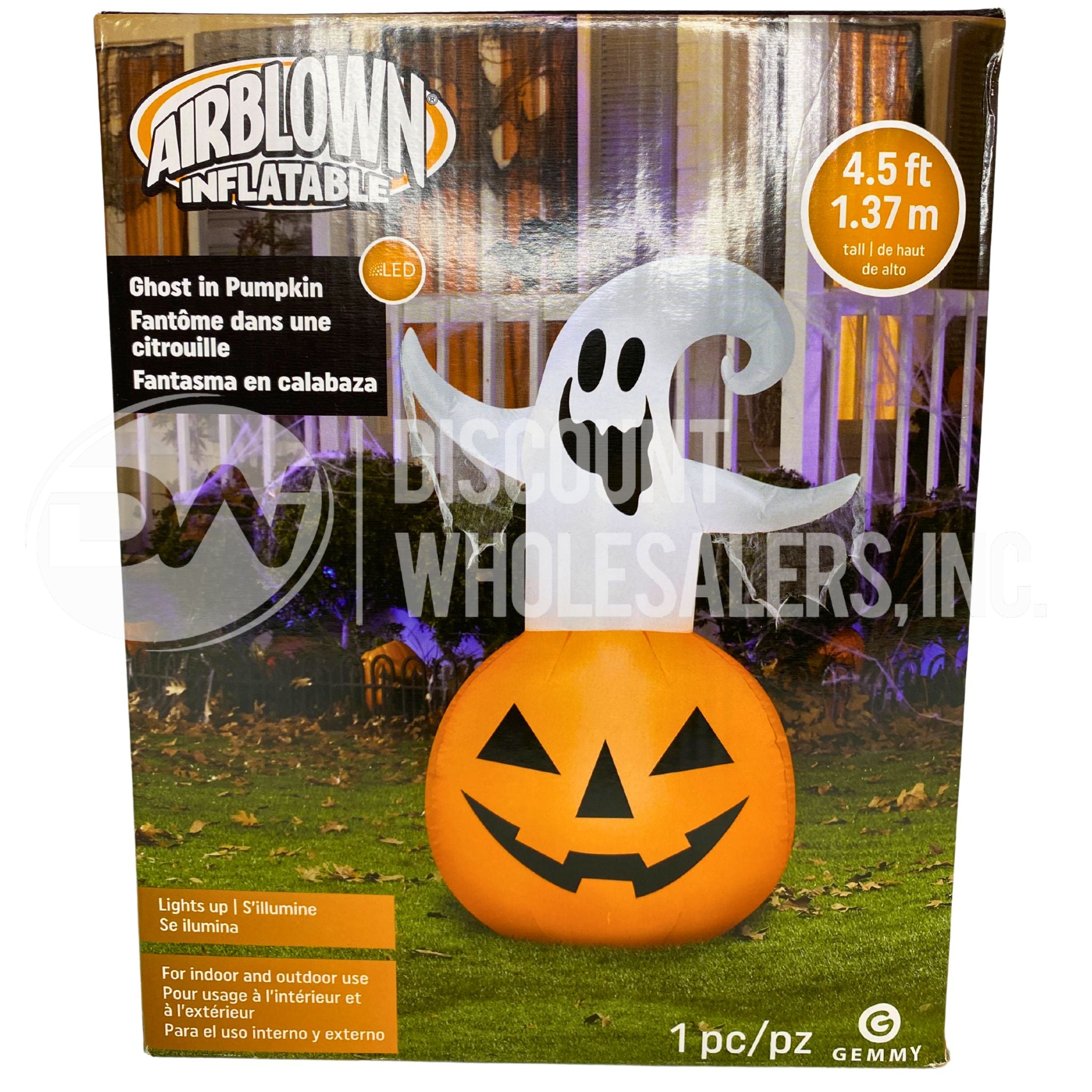 AirBlown Inflatable Ghost in Pumpkin with LED Lights - Halloween Decorations for Indoor & Outdoor Use (30 Pcs) - Perfect for Yard, Party, and Haunted House Decor