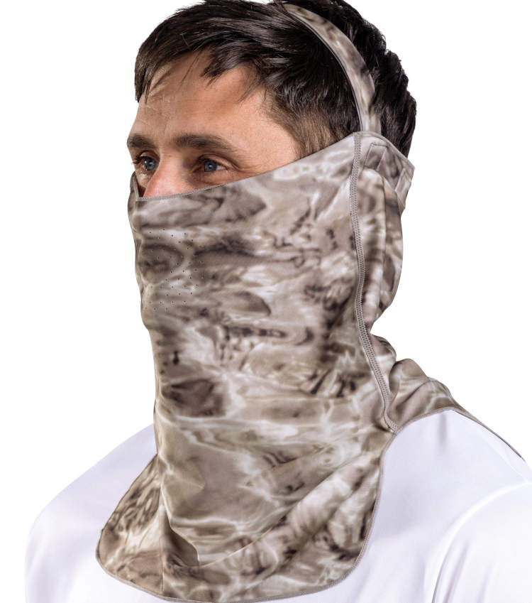 Men's Adjustable UV Face Mask ProMax - UPF 50+ Sun Protection, Breathable Vented Neck Gaiter for Outdoor Sports & Hiking - Aqua Design for Running, Cycling, Fishing & Travel