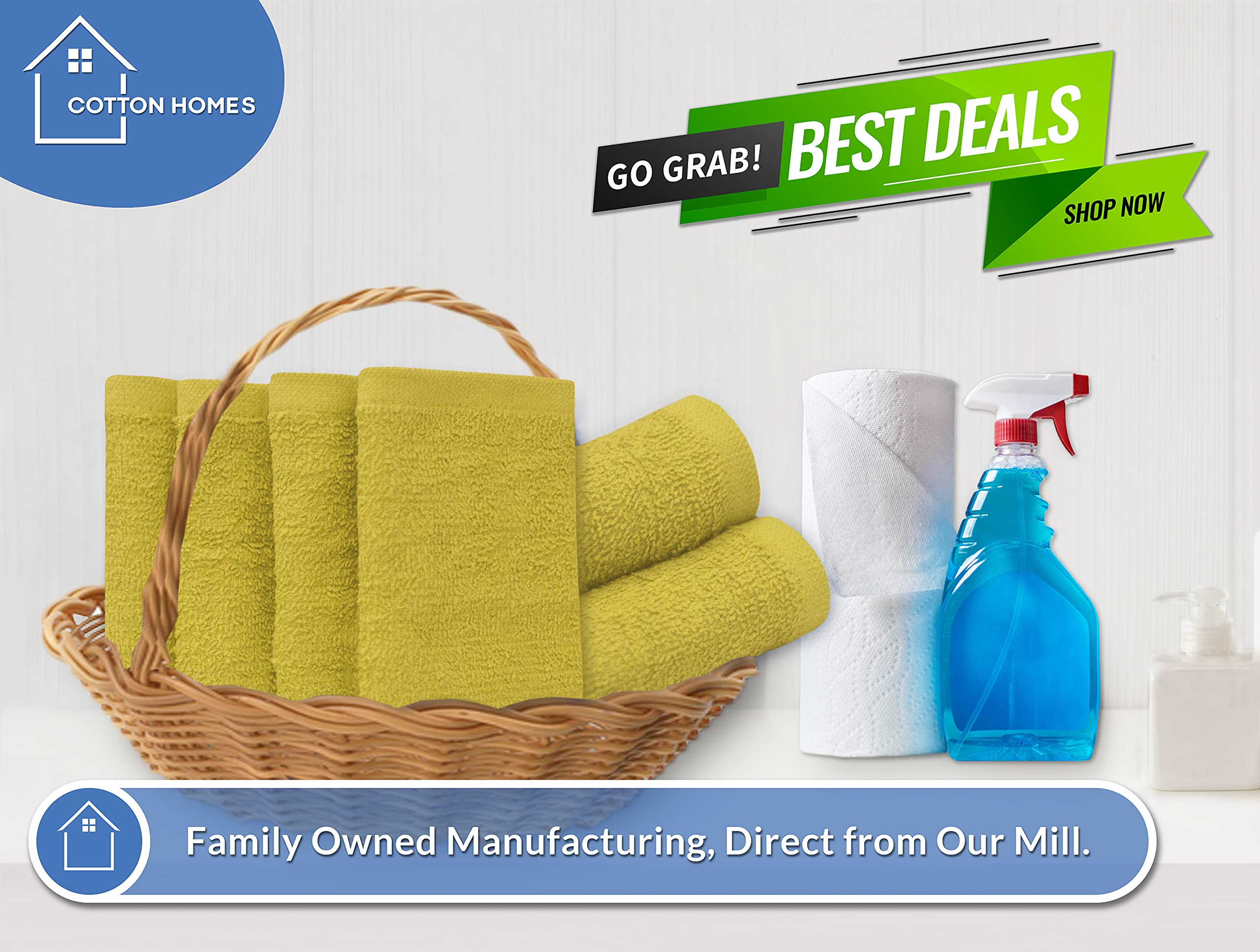 Premium 12-Pack Cotton Bar Mop Towels - 14