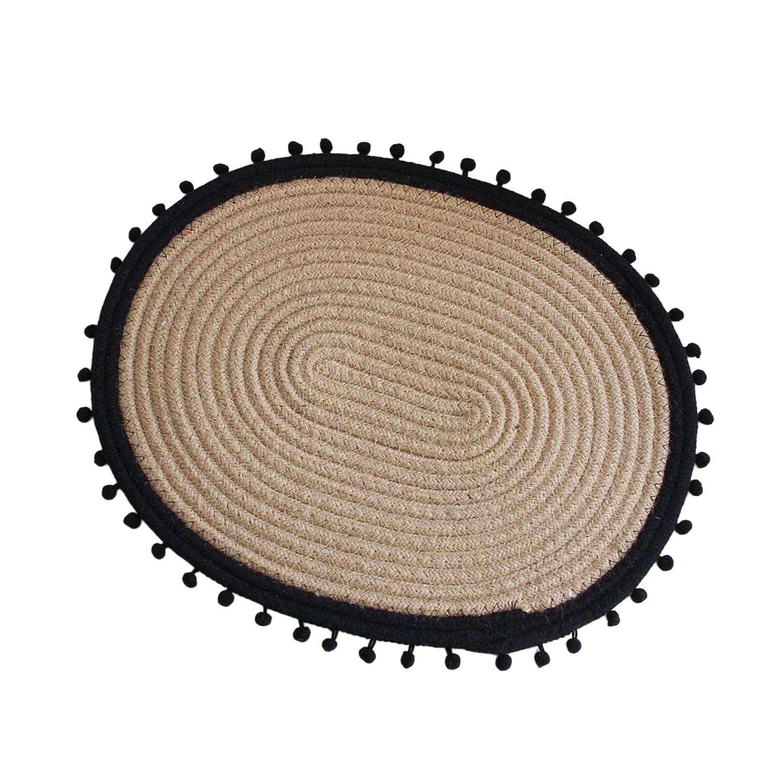 **MagiDeal Heat Resistant Woven Coaster Set - Nordic Style Decorative Placemats for Dining, Insulated Drink Coasters for Coffee, Tea, and Hot Dishes - Perfect for Holiday, Wedding, and Home Decor (Black, Oval)**    *(Use Scenarios: Ideal for protecting tables from heat damage during meals, adding a stylish touch to holiday gatherings, weddings, or everyday home decor.)*