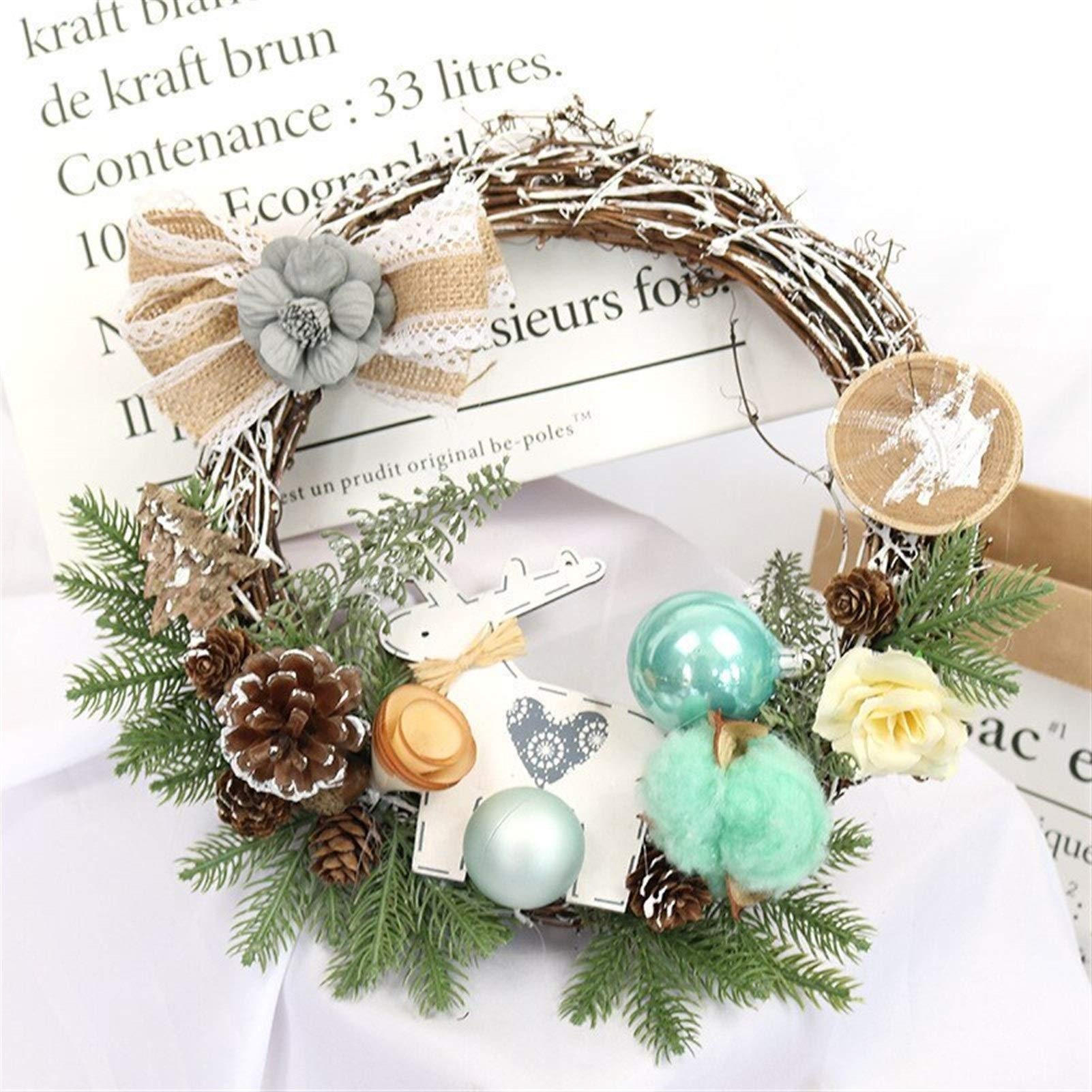 LAIQIAN Artificial Christmas Wreath - Elegant Holiday Decor for Front Door, Window, Wedding & Xmas Decorations | Perfect for Indoor/Outdoor Holiday Party Decor (Color: 1)