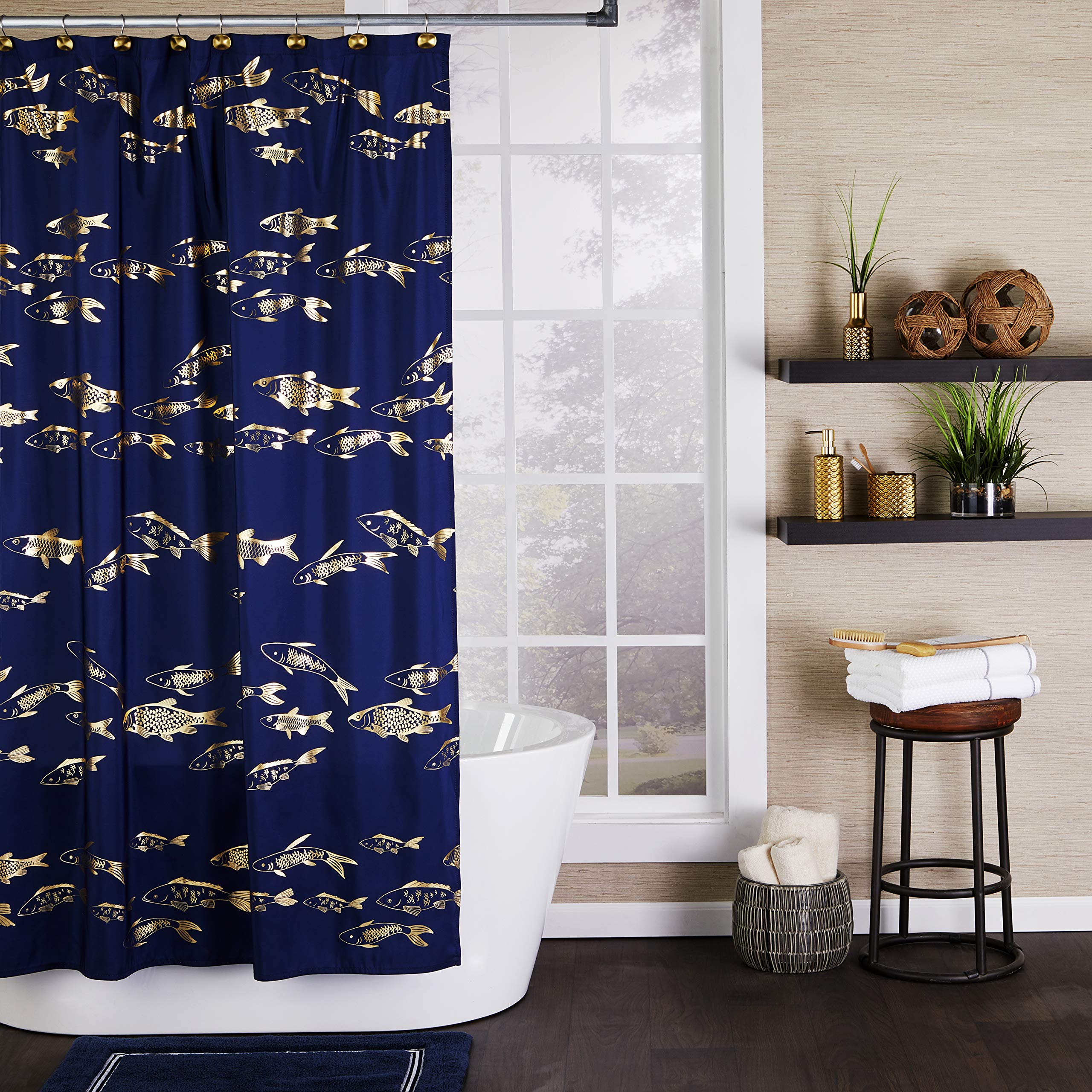 SKL Home Gold Koi Toothbrush Holder - Ceramic Bathroom Organizer for Toothbrushes & Dental Care - Perfect for Modern Bathroom, Spa, or Guest Room Decor