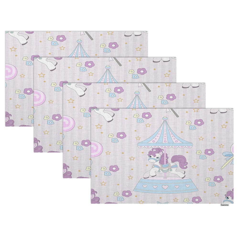 Swono 4-Pack Unicorn Placemats - 12